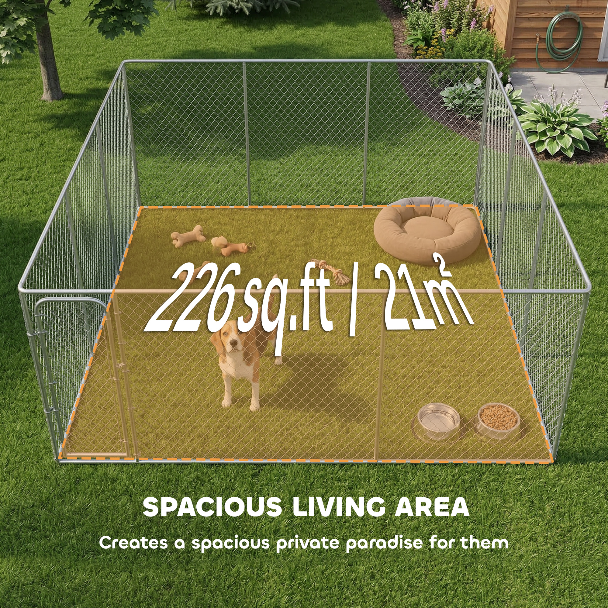 Dog Playpen Outdoor, Walk-in Dog Run Kennel Puppy Exercise Pen Indoor Outdoor with DIY Door and Galvanized Steel Frame
