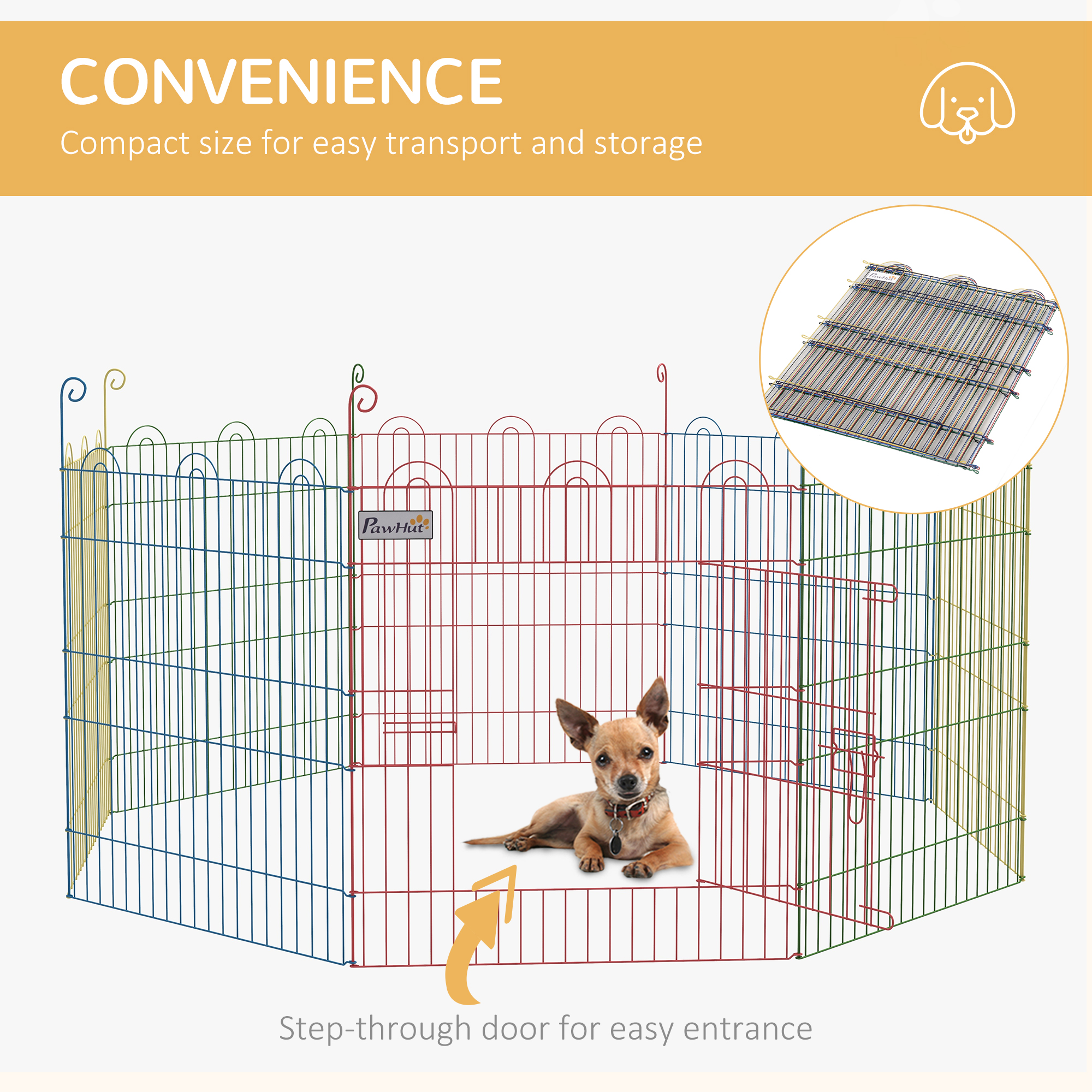 Metal Pet Playpen Portable Octagon Dog Exercise Fence Multi-colored