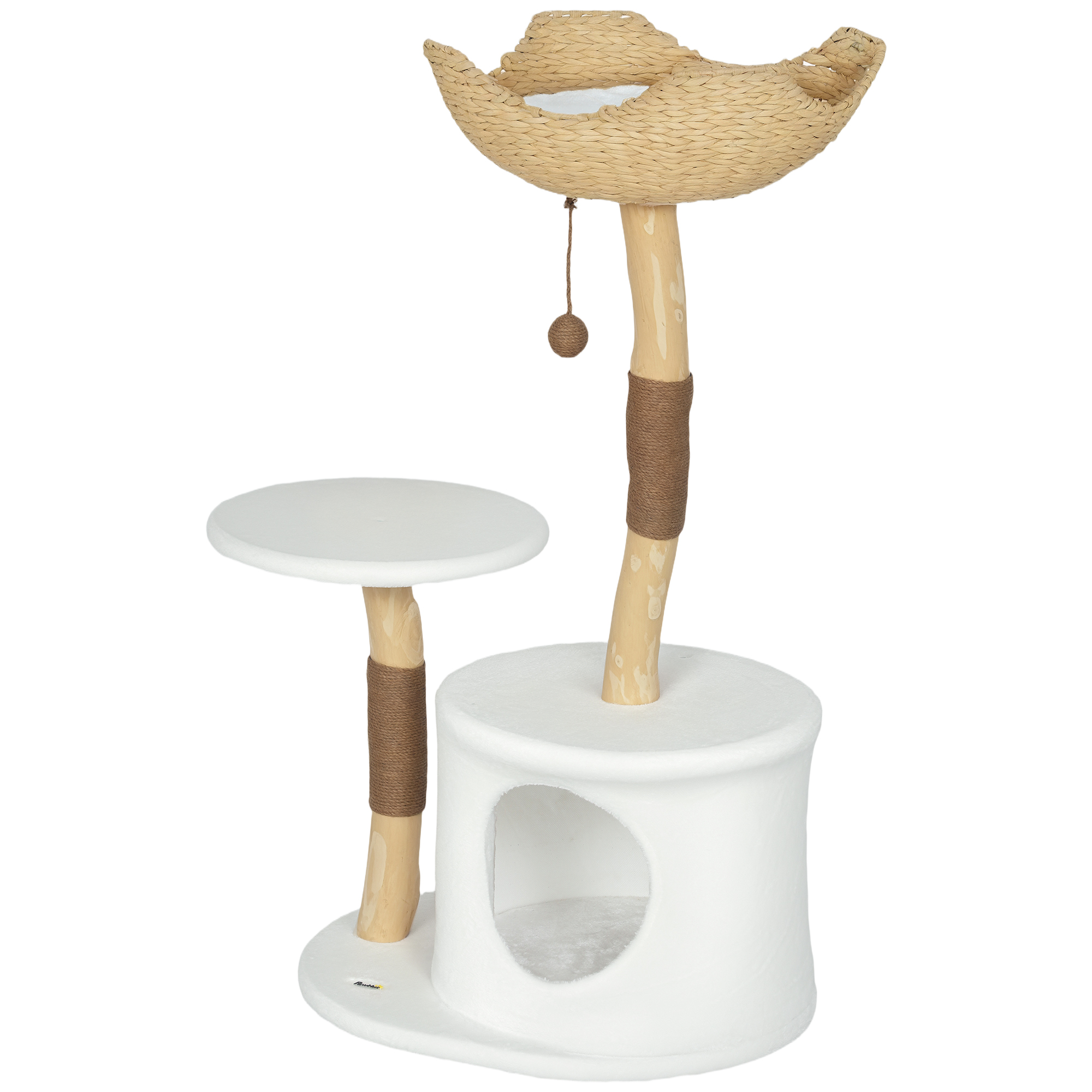 40" Real Wood Cat Tree, Cat Tower for Indoor Large Adult Cats with Scratching Posts, Condo, Perch, Washable Cushion