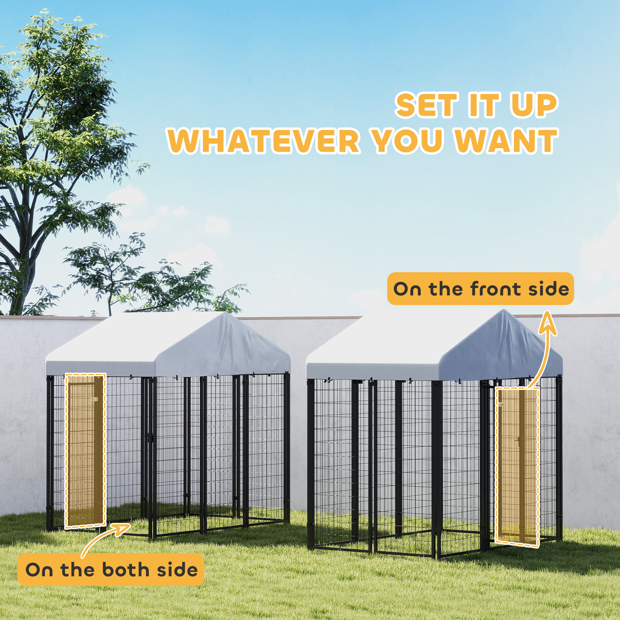 Outdoor Dog Kennel with Waterproof UV-Resistant Cover, 6 x 4 x 6 ft