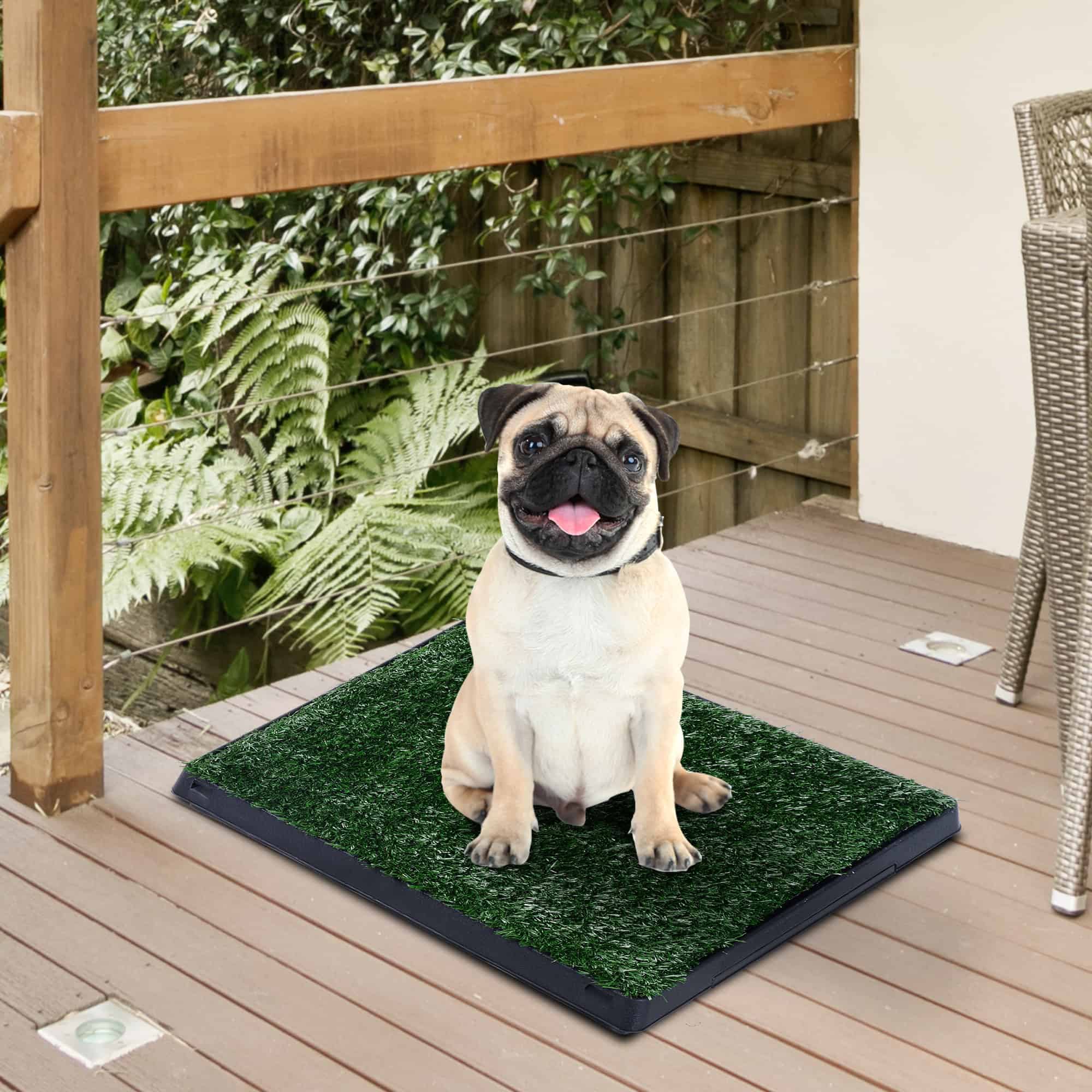 Dog Grass Pad with Tray, Artificial Grass for Dogs, Doggy Bathroom Toilet Potty Tray Indoor Outdoor Puppy Potty Training (51 x 63 CM)
