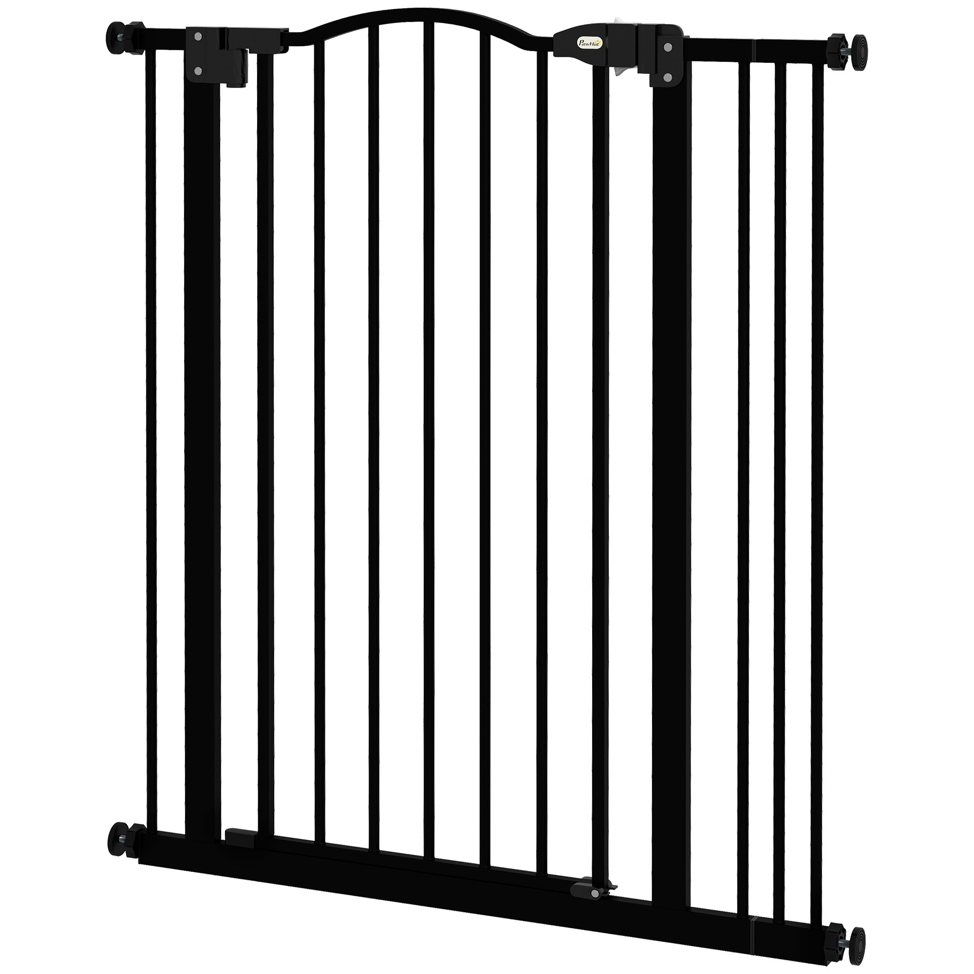Extra Tall Dog Gate with Door, Pressure Fit, Auto Close, Double Locking for Doorways Hallways Stairs, 29"-34", Black