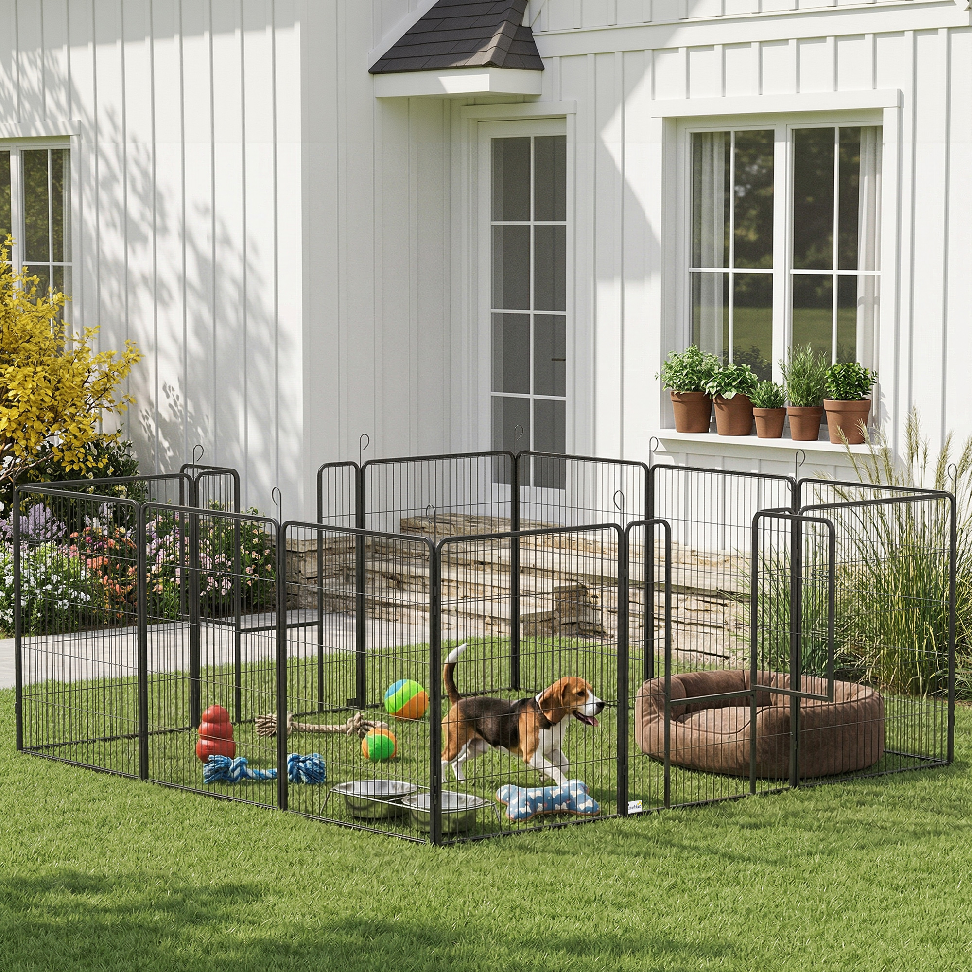 Dog Pen with Gate, 12 Panels Puppy Playpen, Dog Fence, 39"H