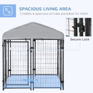 Outdoor Dog Kennel with Waterproof UV-Resistant Cover, 4 x 4 x 4.5 ft