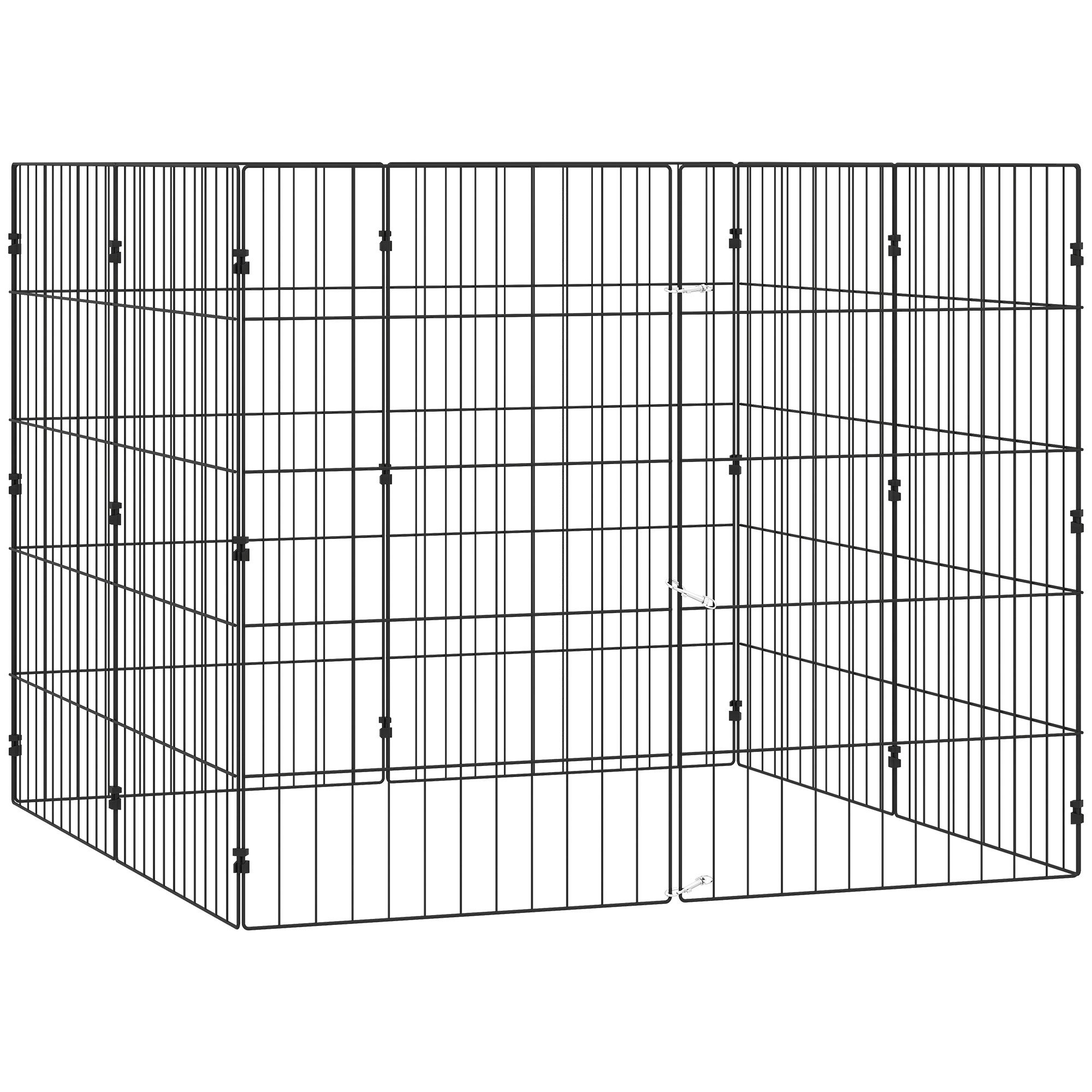Foldable Metal Exercise Dog Playpen, Expandable Pet Fence for Small & Medium Dogs, 20" x 32", 8 Panels, Black - Image 2