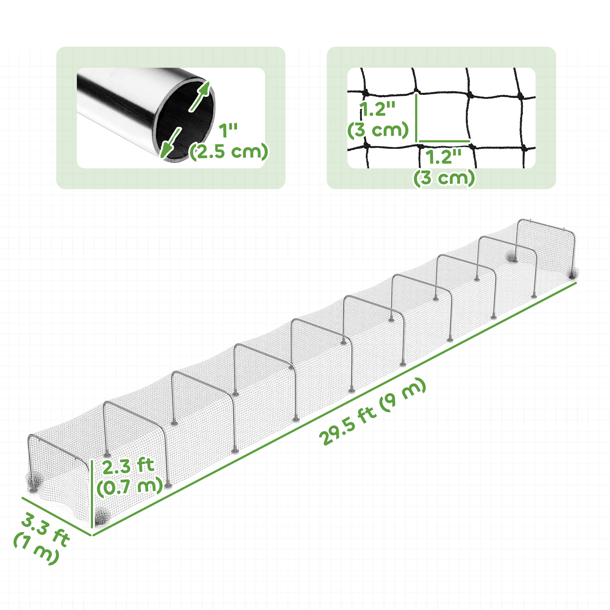 Extra Long Chicken Tunnel for Outside, 354" x 39" Galvanized Steel Chicken Run for 10-15 Chickens or Ducks - Image 3