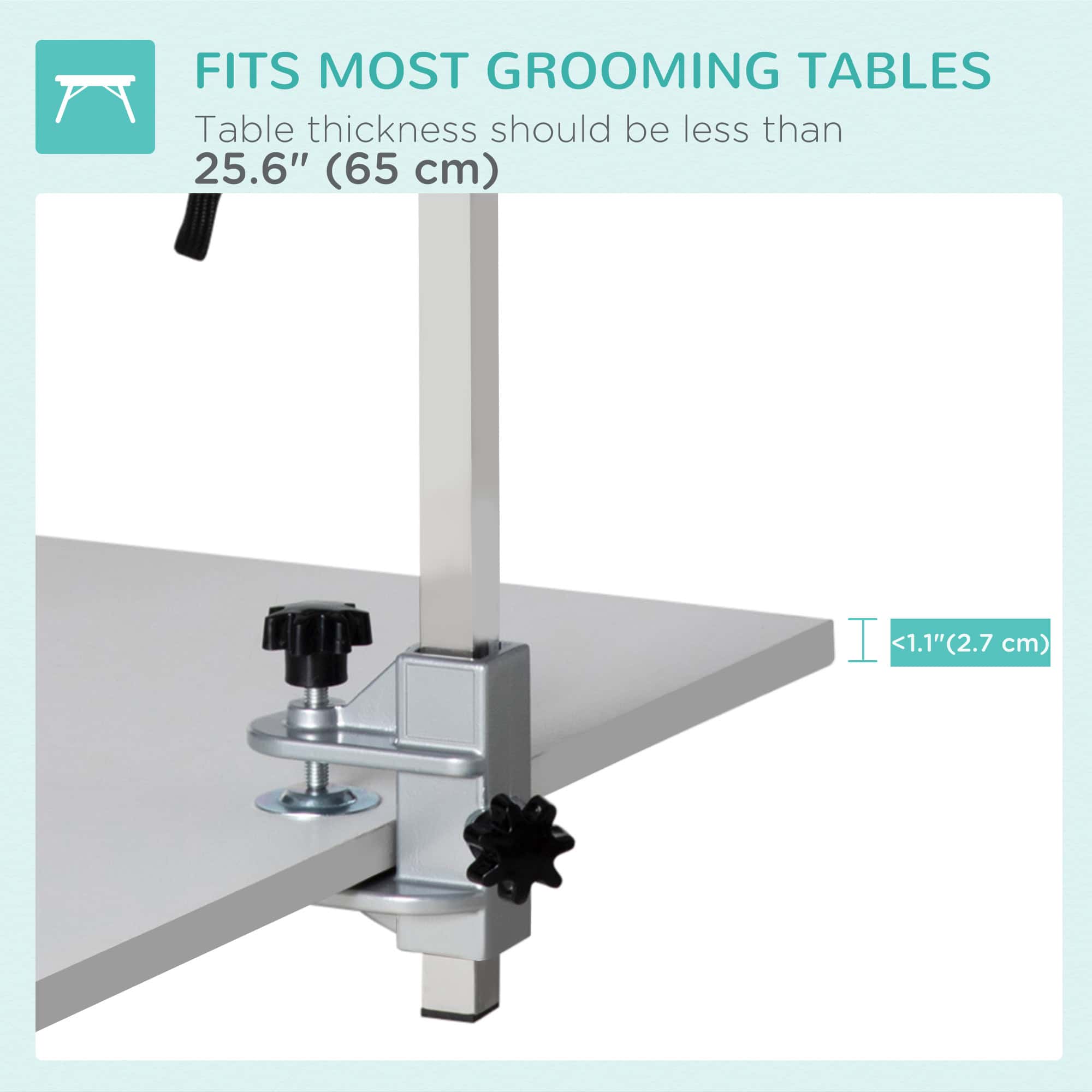 Adjustable Pet Grooming Arm, with Clamp, Haunch Holders & Grooming Loop - Sliver - Image 6