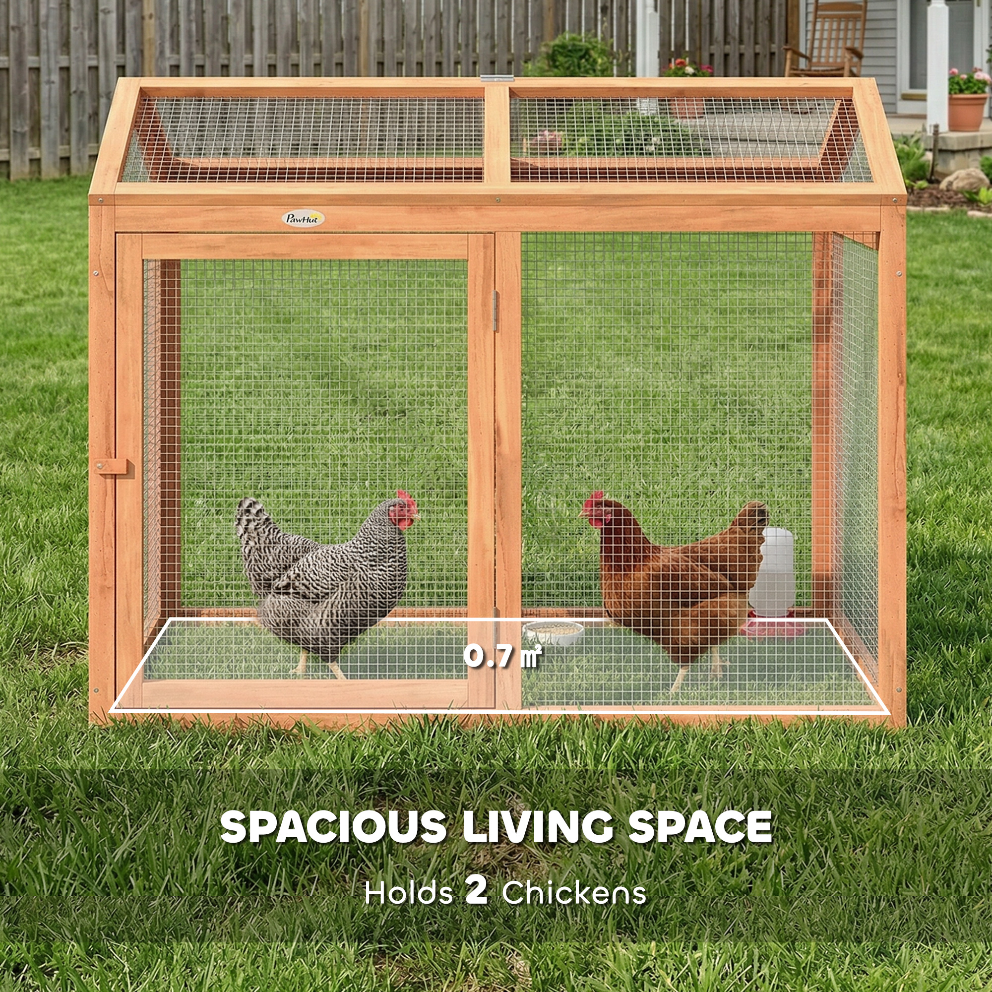 Wooden Chicken Run, Outdoor Chicken Coop with Perch and Dual Doors, Combinable Hen House Rabbit Hutch for Backyard