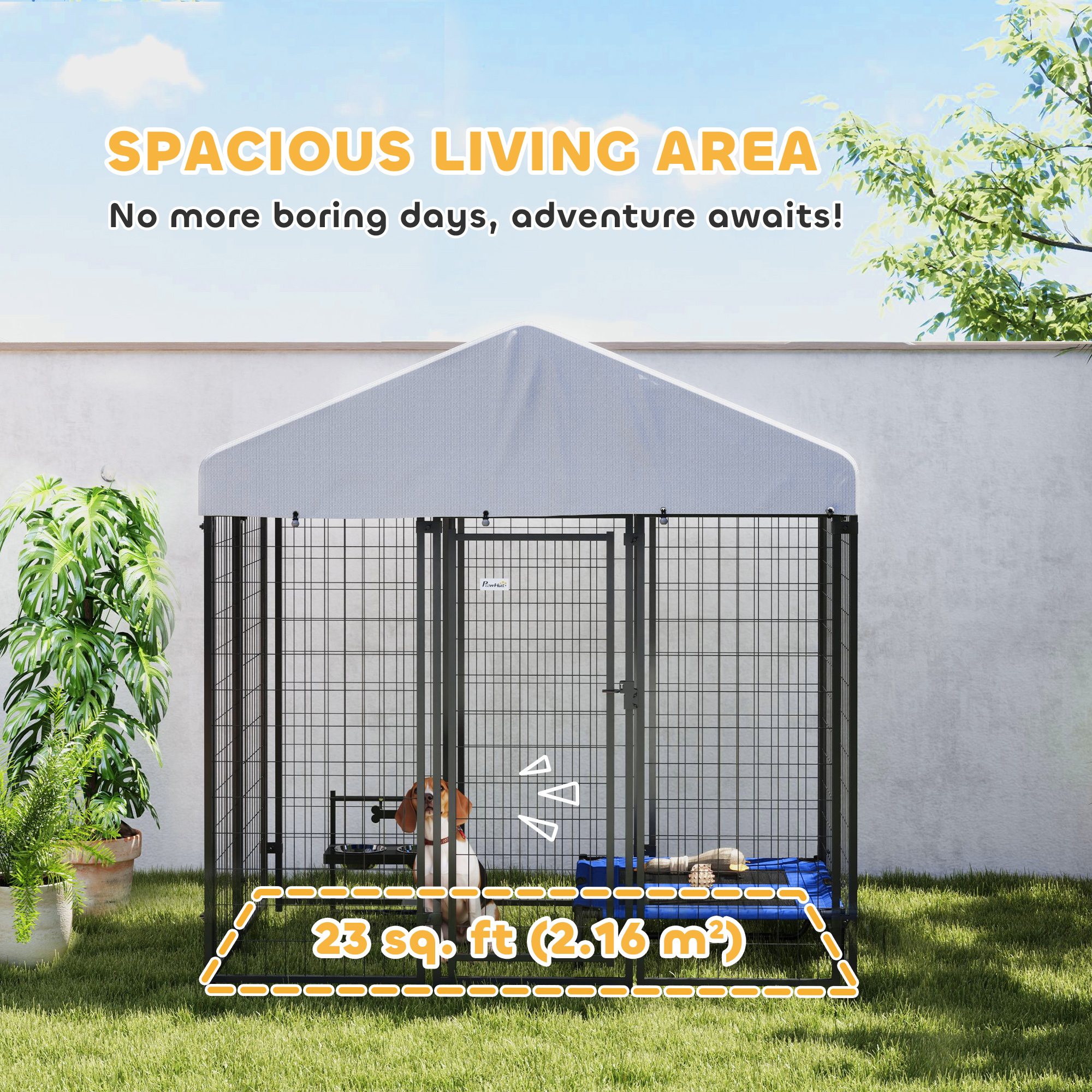 Outdoor Dog Kennel with Waterproof UV-Resistant Cover, 6 x 4 x 6 ft