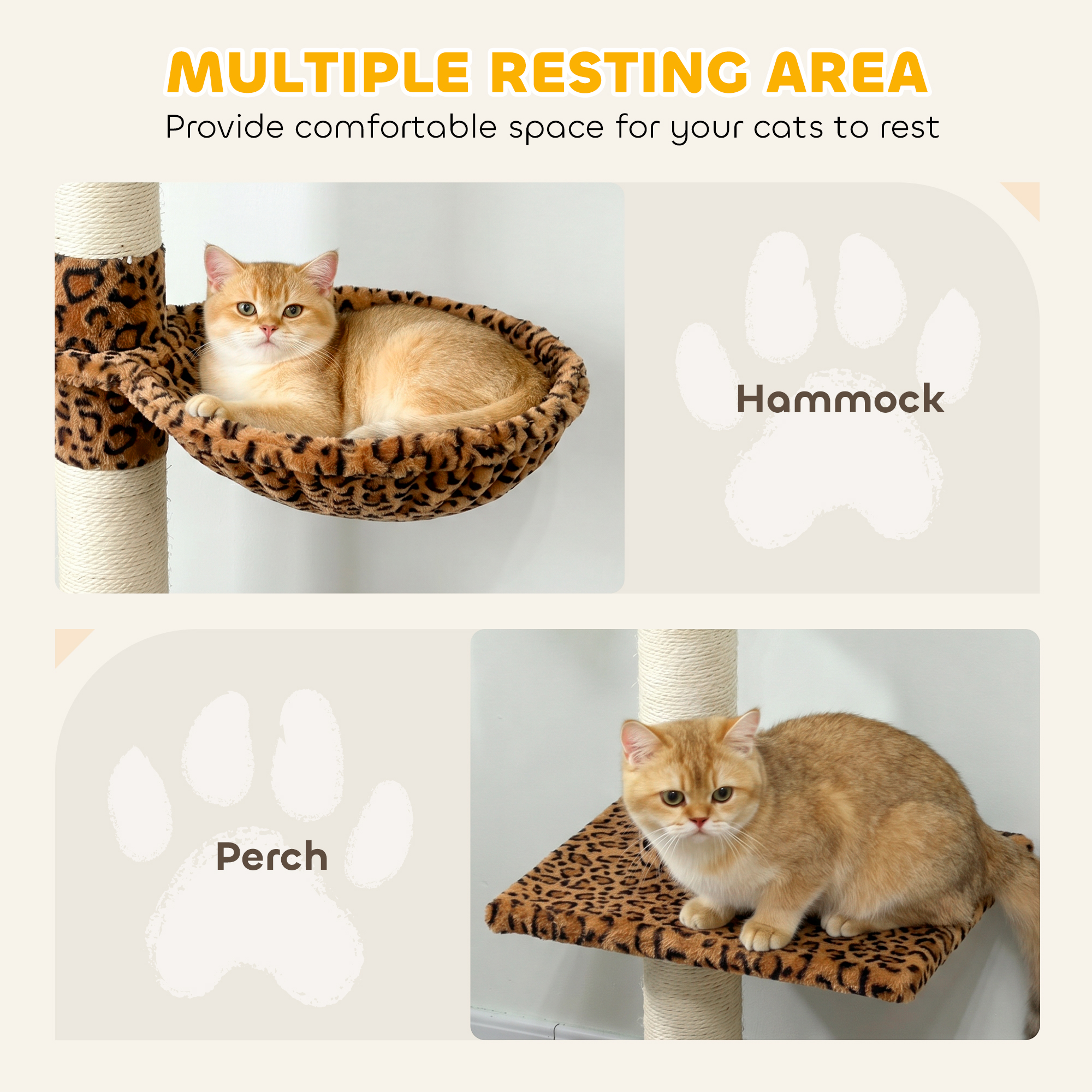 8.5ft Cat Climbing Tree 5-Tier Kitty Activity Center with Scratching Post, Leopard Print