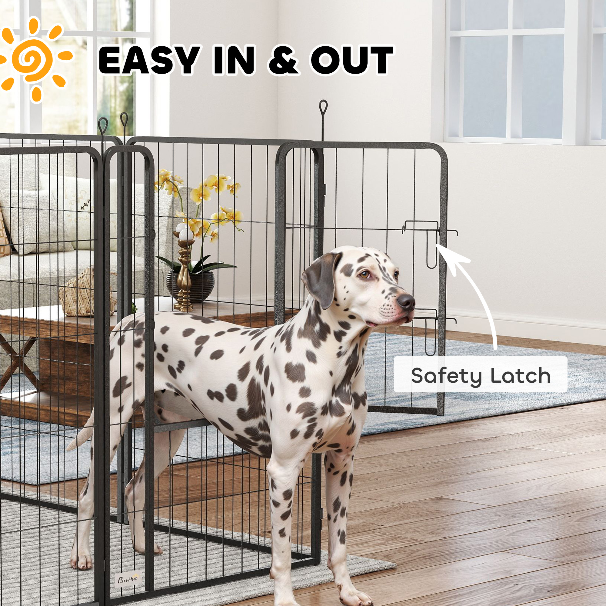 16 Panels Dog Playpen with Straps, Portable & DIY, for Large Dogs, for Yard, RV, Camping, Garden, 39" Height