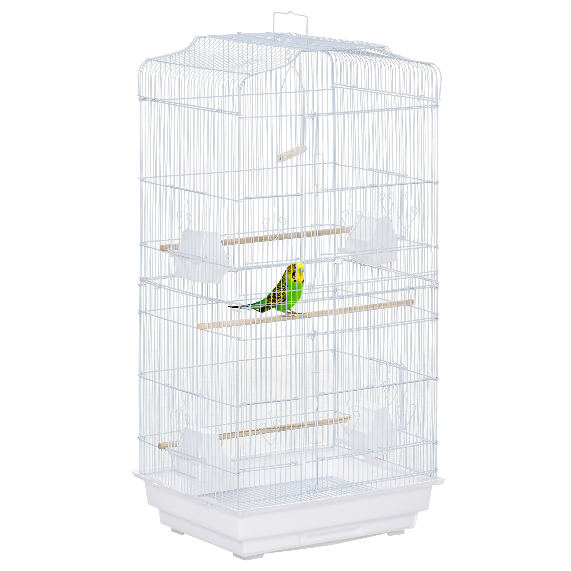 36" Bird Cage, Macaw Play House, Cockatoo, Parrot, Finch Flight Cage, 2 Doors, Perch 4 Feeder Pet Supplies, White