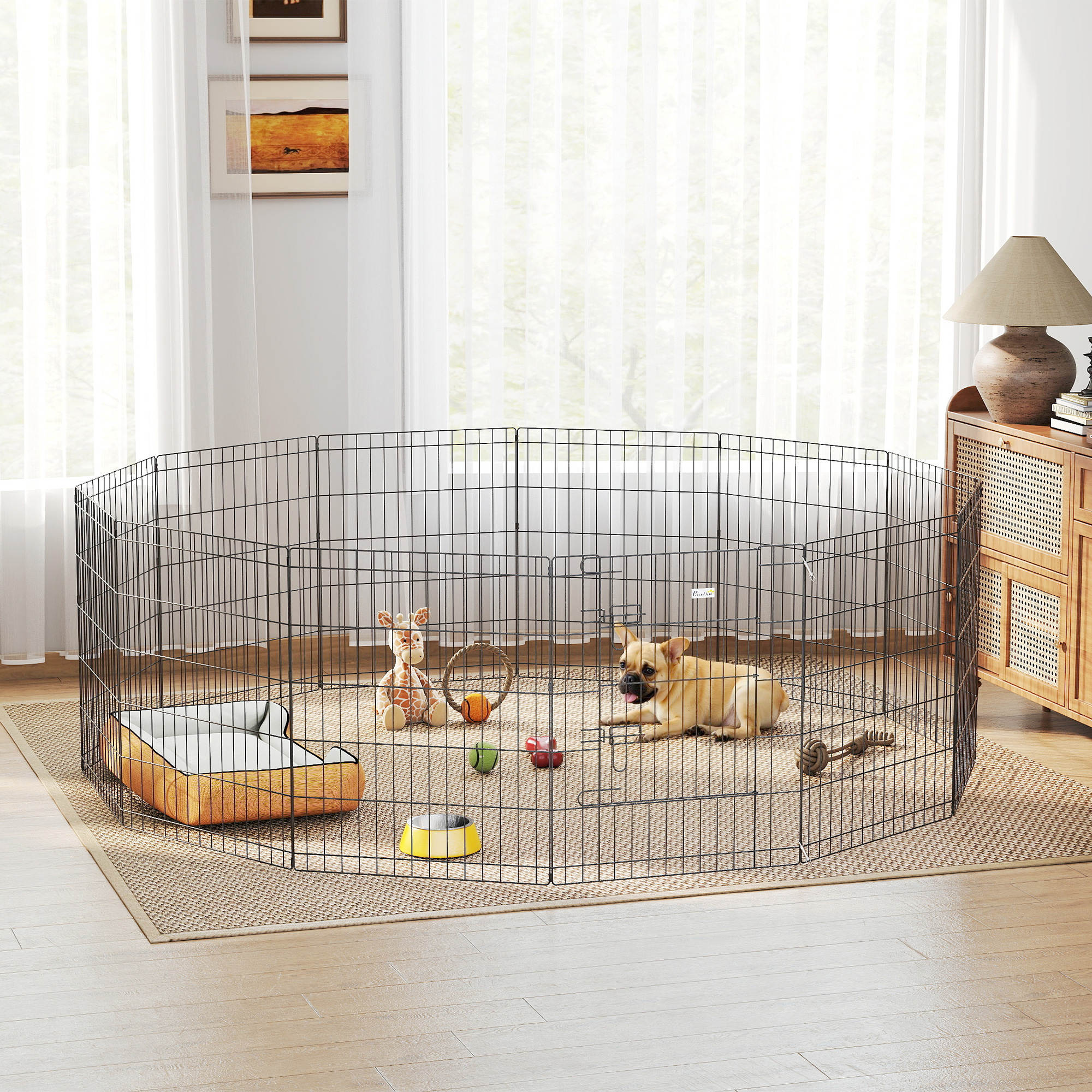 30inch Foldable Metal Exercise Pet Playpen Yard Dog Puppy Kennel Cage 12 Panel