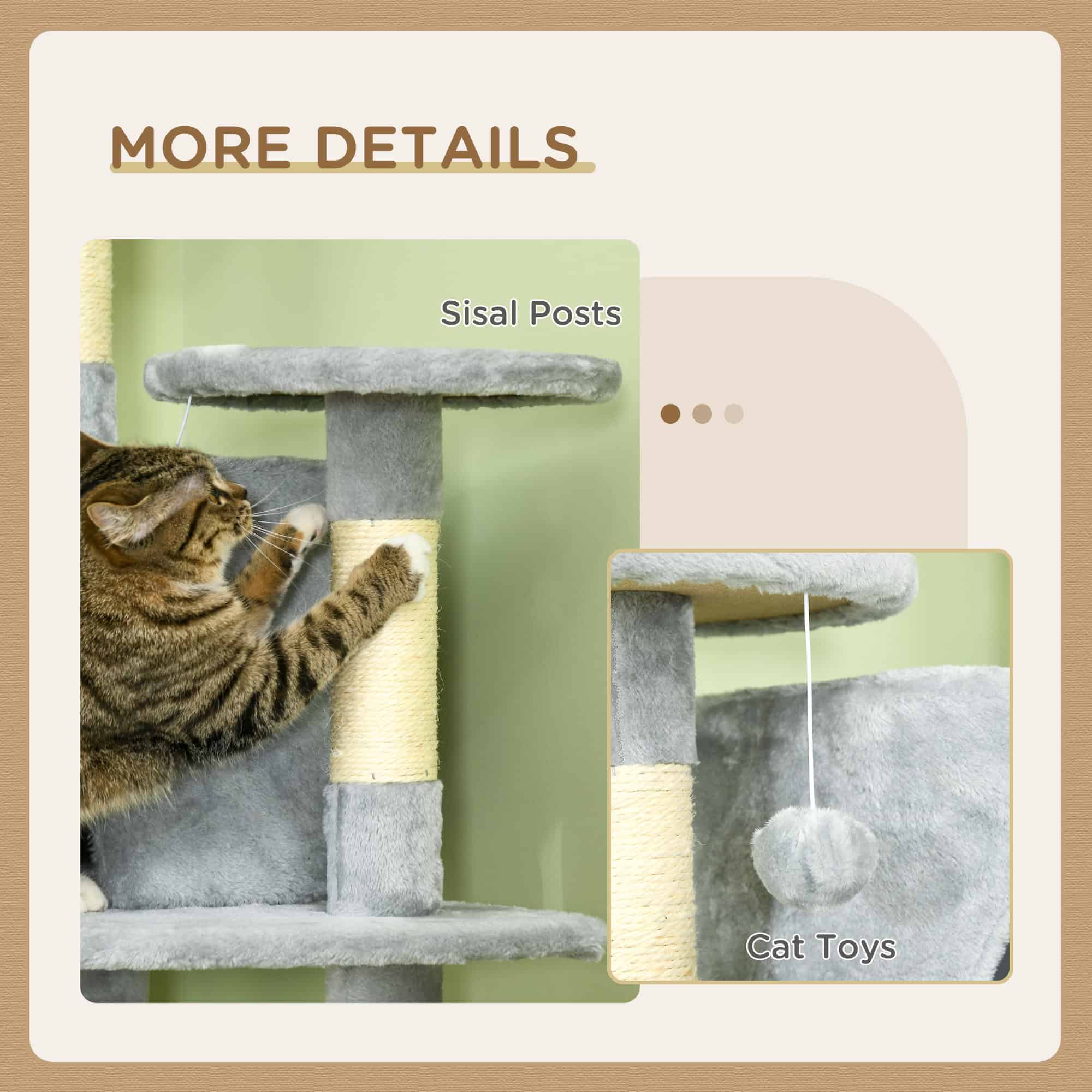 79" Scratching Kitten Tree Condo Kitten Scratch Activity Center Toys Light Grey