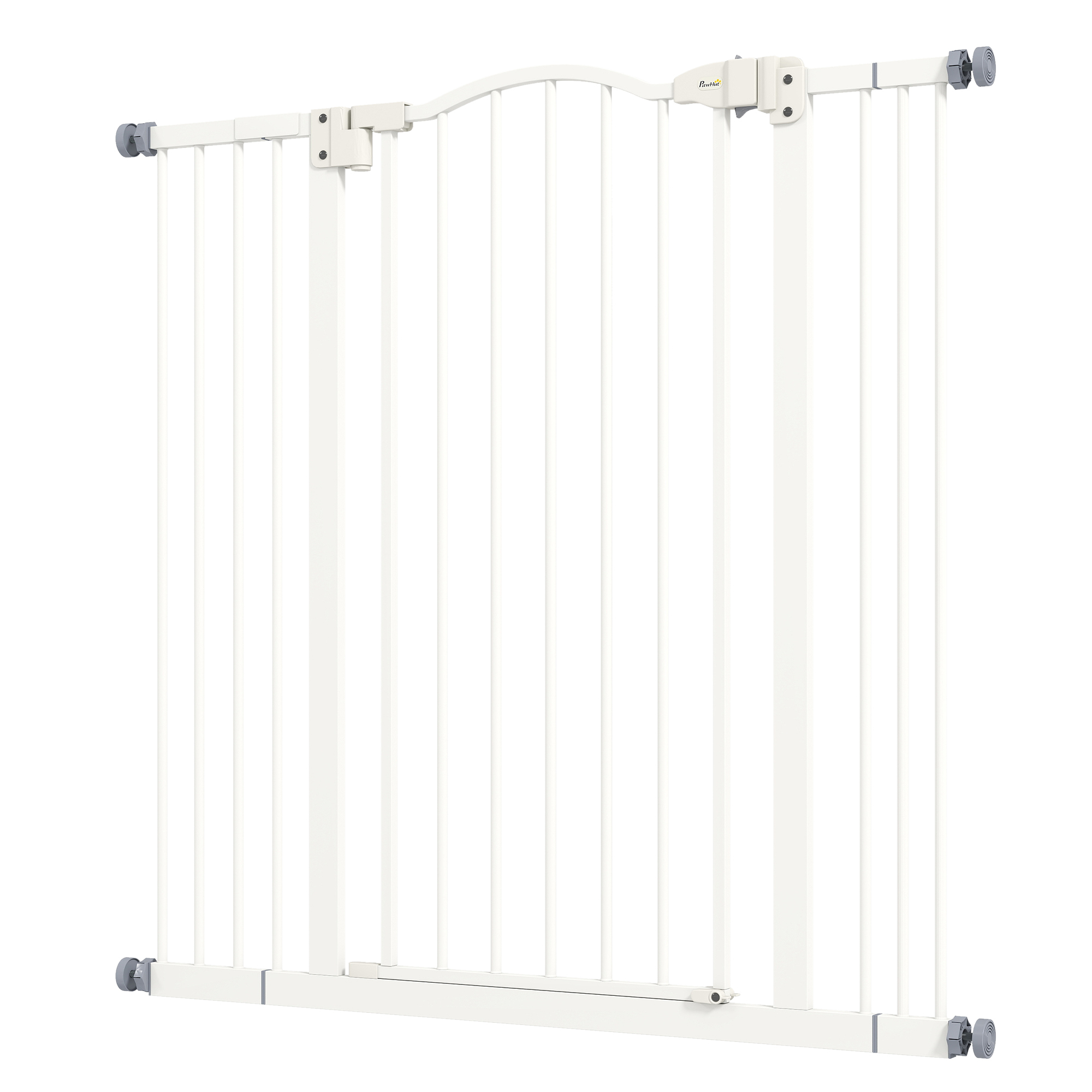 Extra Tall Dog Gate with Door, Pressure Fit, Auto Close, Double Locking for Doorways Hallways Stairs, 29"-39", White