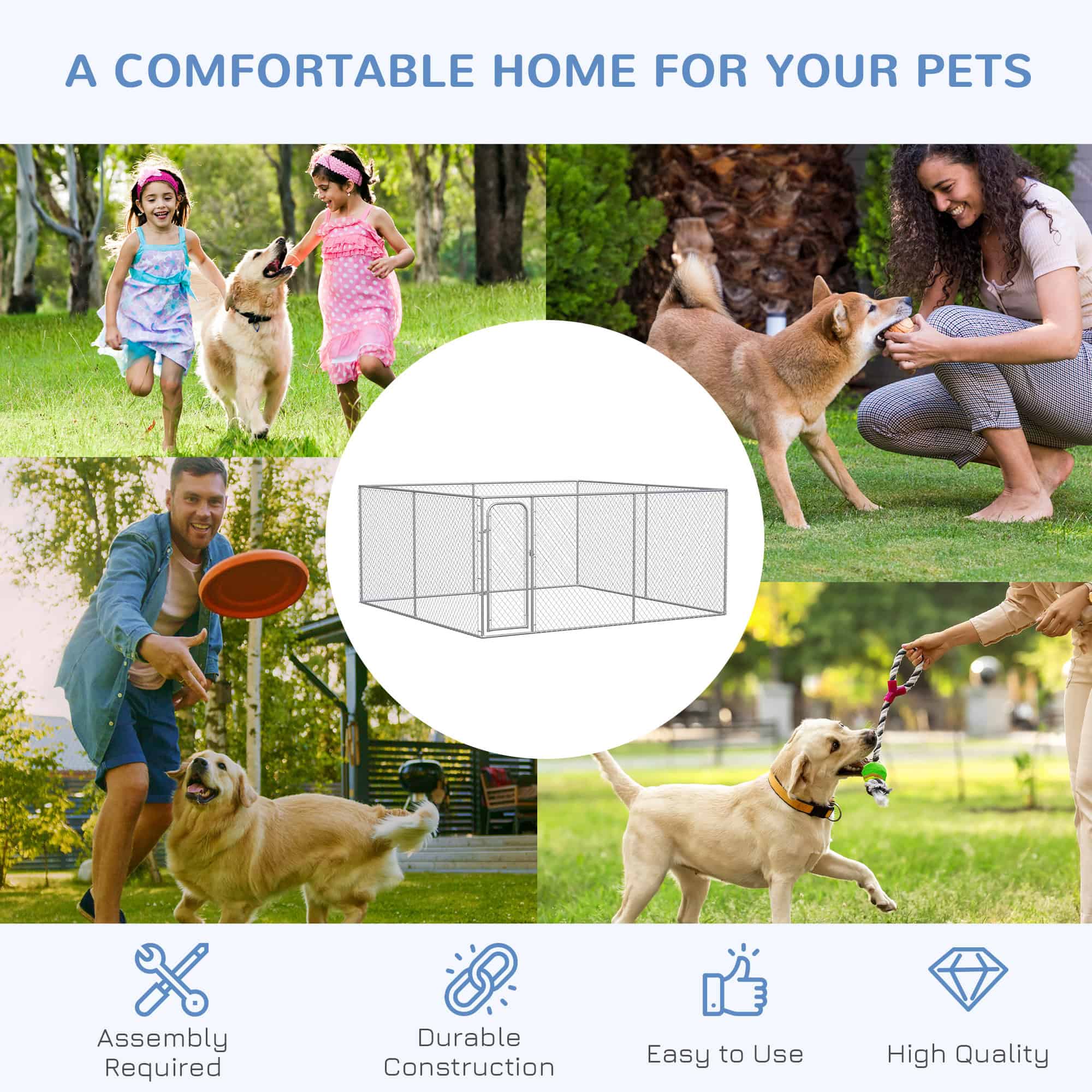 172.2 Sq. Ft. Dog Playpen Outdoor with Galvanized Steel Frame, for Small and Medium Dogs, 13' L x 13' W x 5.9' H