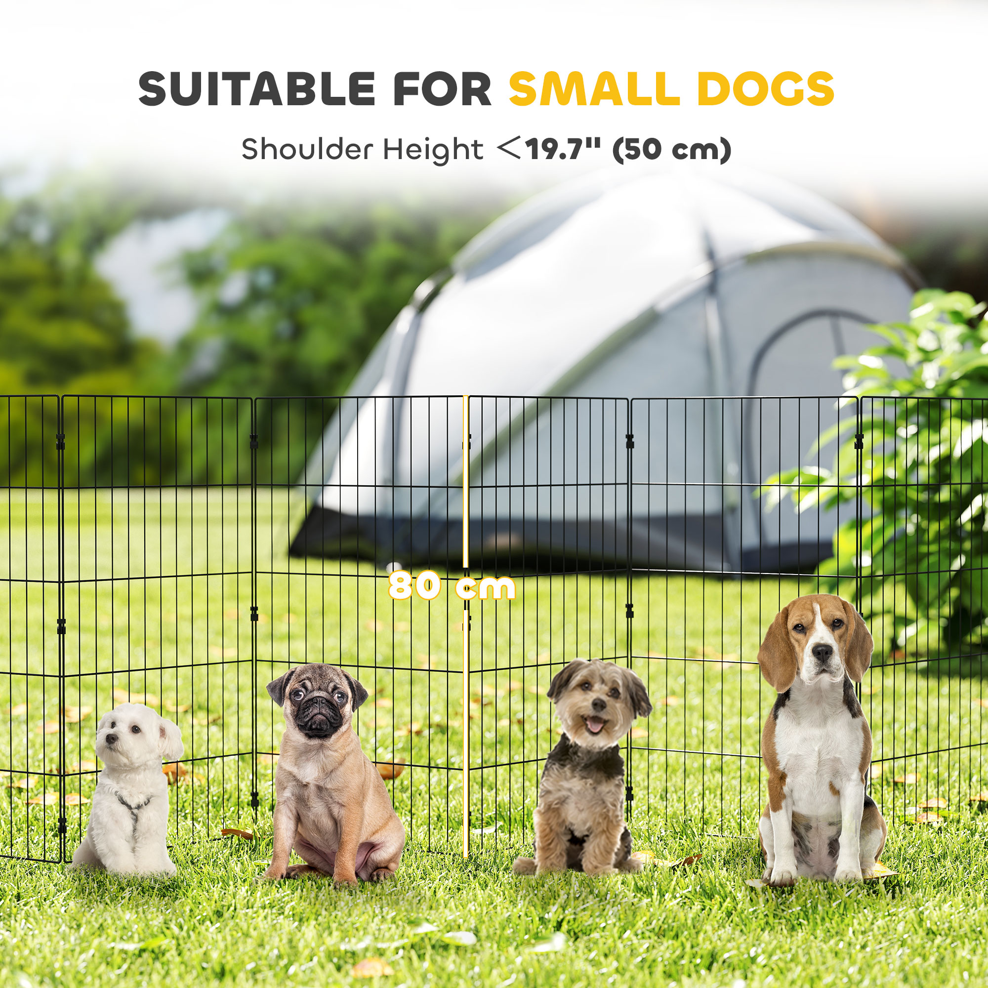 Foldable Metal Exercise Dog Playpen, Expandable Pet Fence for Small & Medium Dogs, 20" x 32", 8 Panels, Black - Image 5