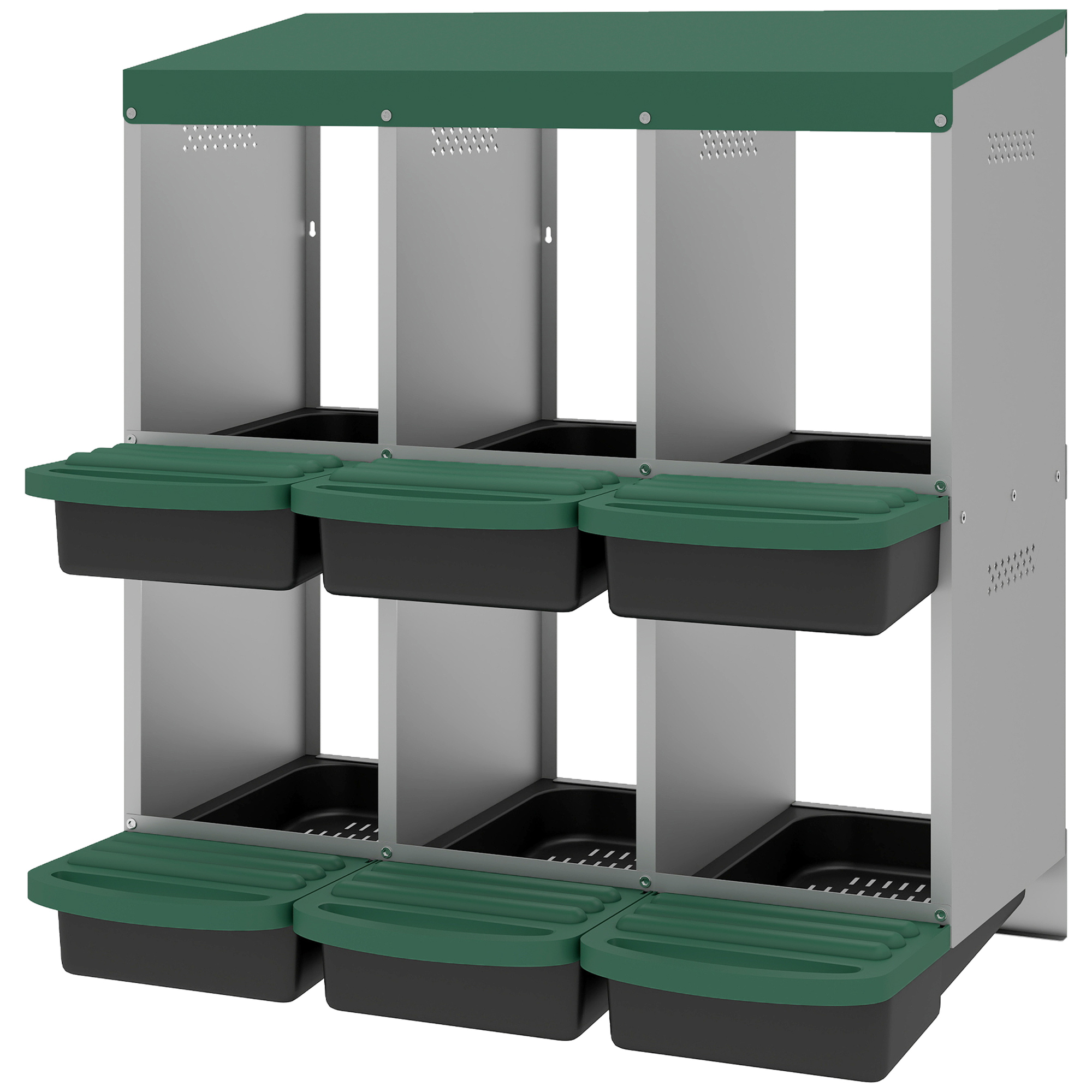 Chicken Nesting Boxes, 6 Compartment Metal Nesting Boxes for Chicken Coop, Egg Laying Boxes with Lid Cover