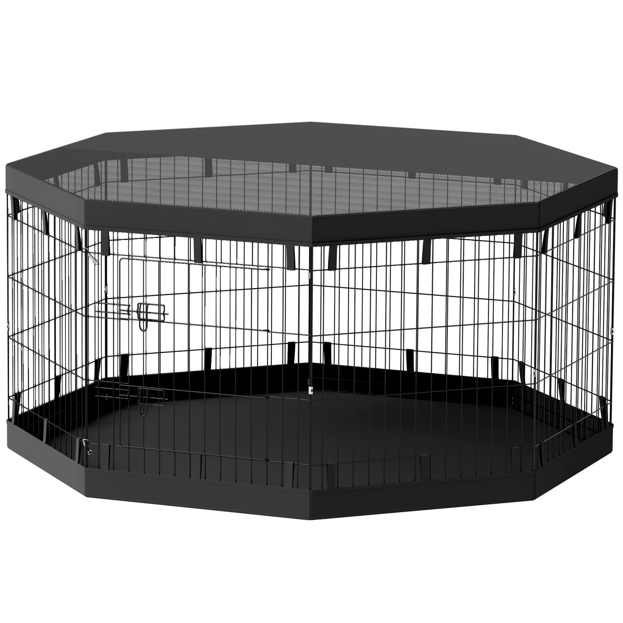 8 Panels Foldable Dog Playpen with Bottom Pad & Top Cover, 30" High