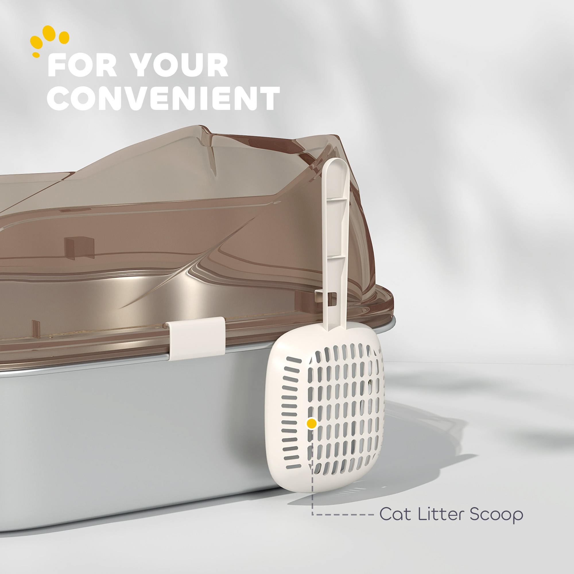 Stainless Steel Cat Litter Box with High Sided Enclosure, Scoop, Non-Sticky & Anti-Urine Leakage, Easy Cleaning