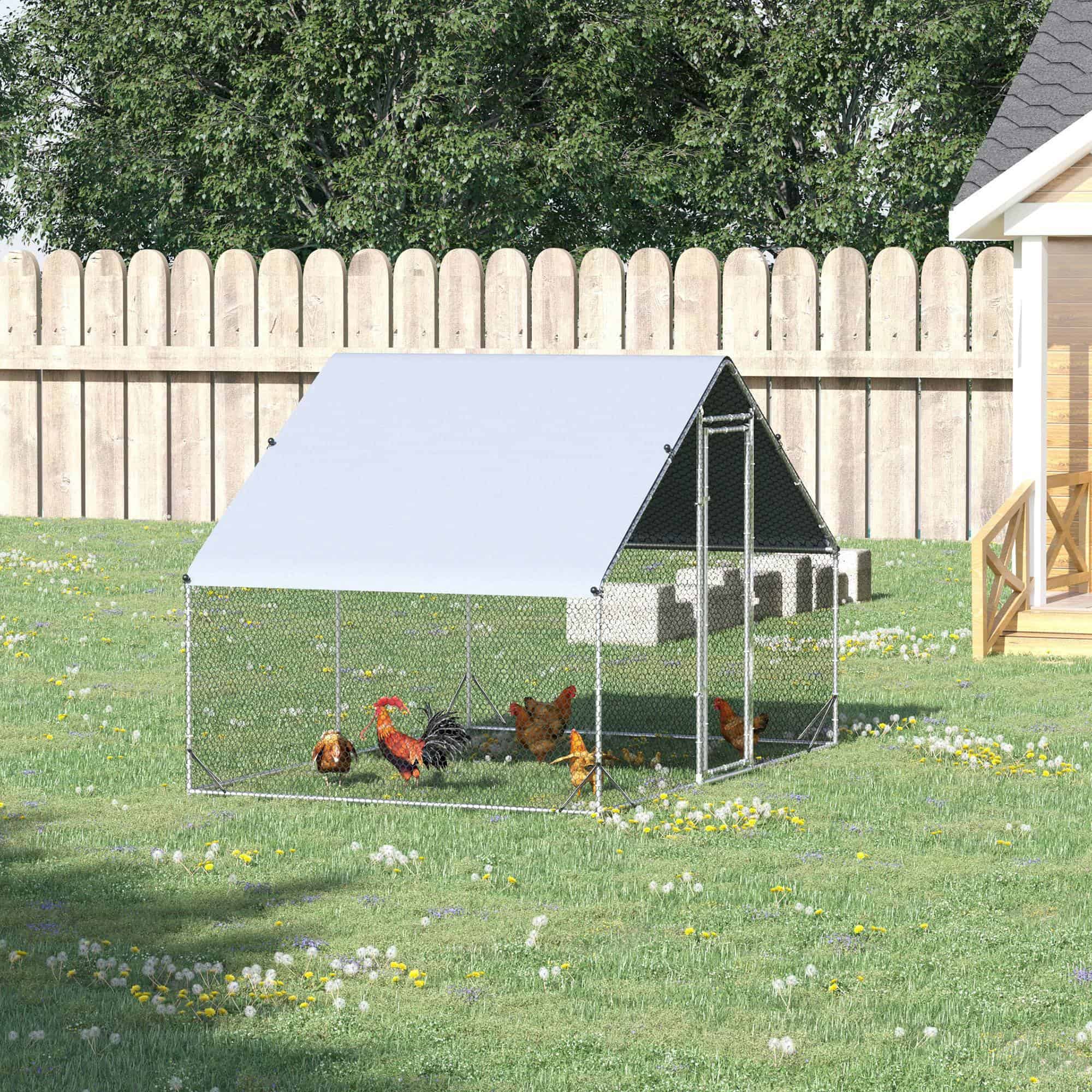 9.8' x 6.6' x 6.6' Chicken Coop Cage, Outdoor Chicken Run w/Cover & Lockable Door