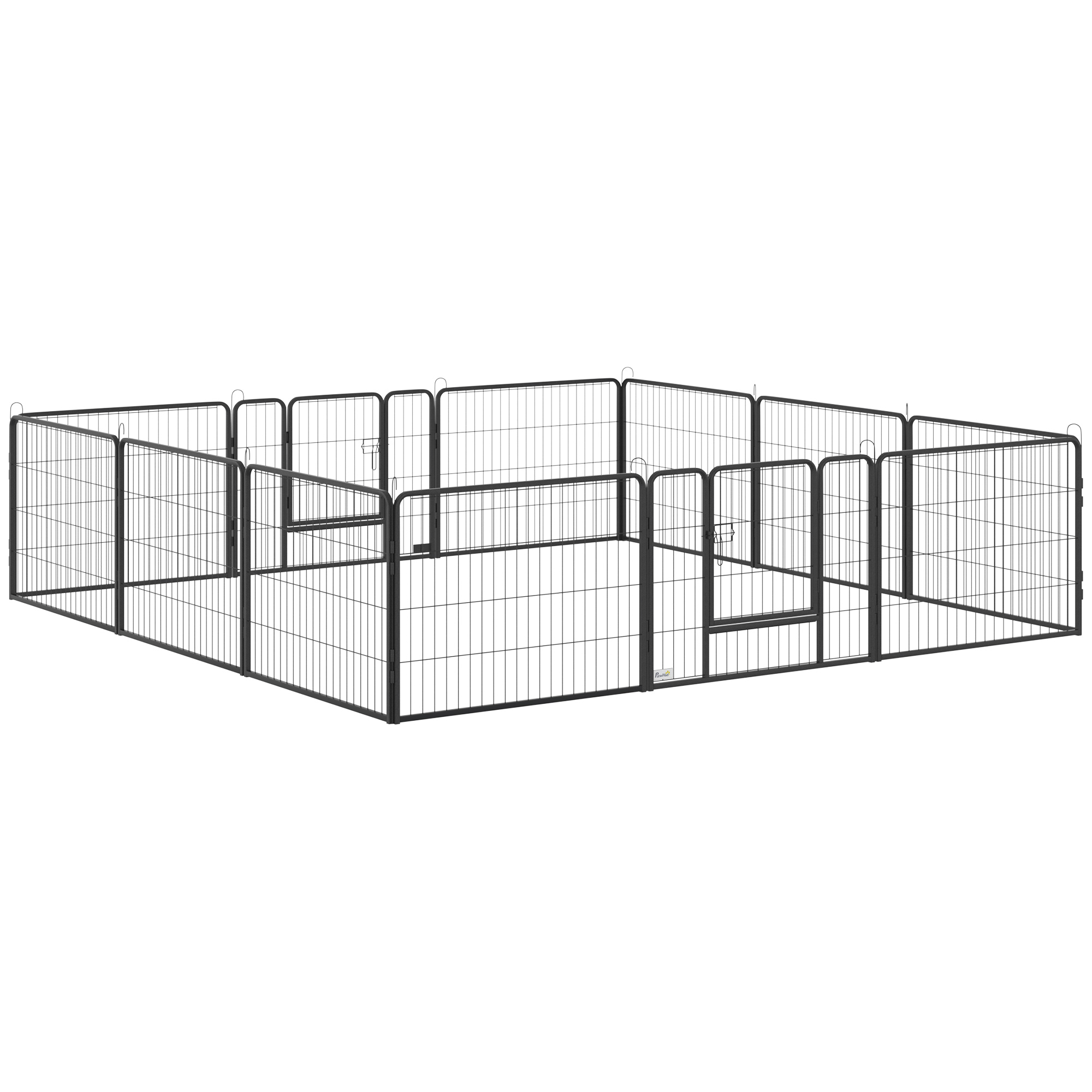 Dog Playpen, 31.5"W Heavy-Duty Metal Puppy Play Pen, Pet Exercise Fences for Outside and Indoor, DIY Design with Door for Small Dogs, 12 Panels, 23.5"H