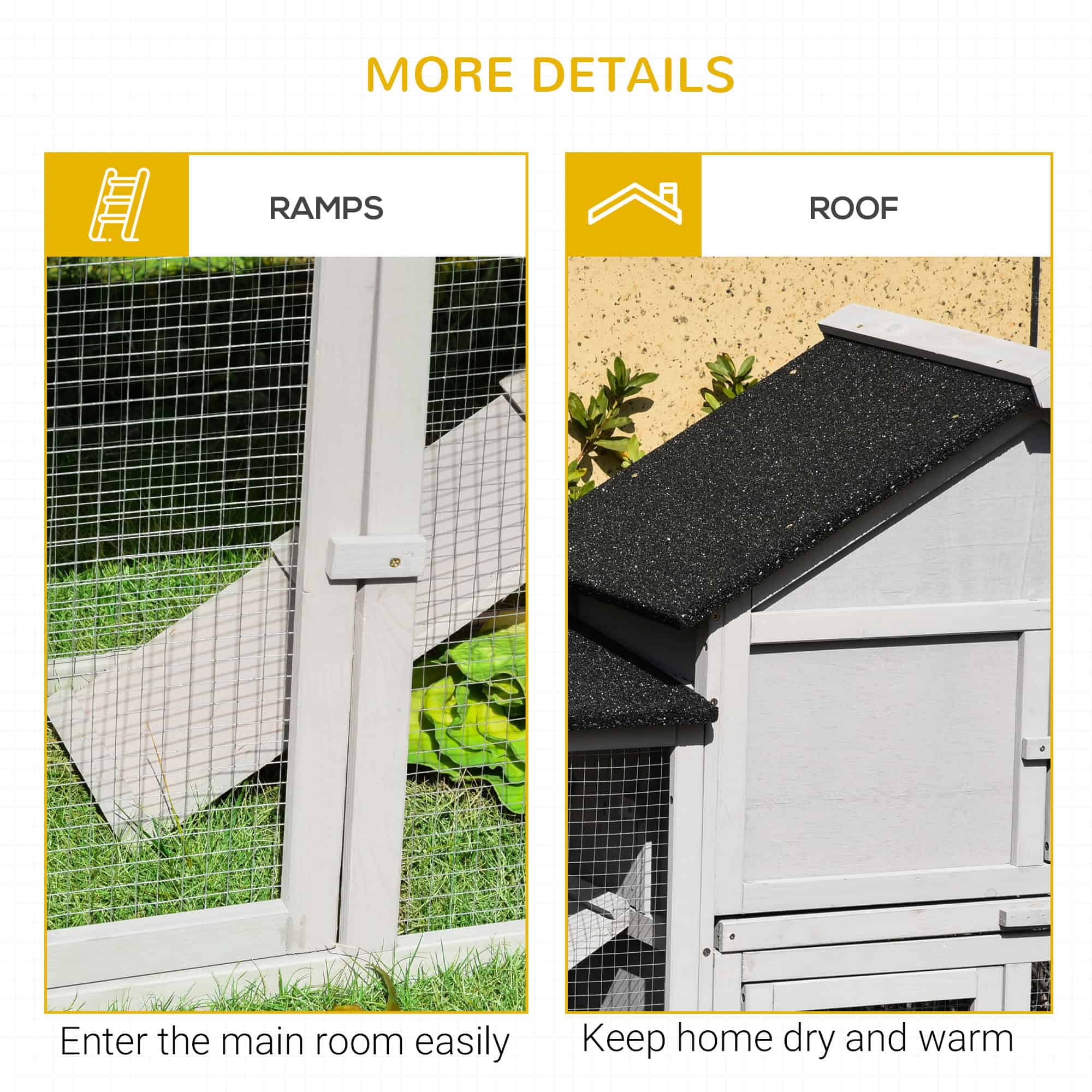 Large Rabbit Hutch Wood Bunny Cage Outdoor Guinea Pig House with Double Runs Slide Out Tray Ramps