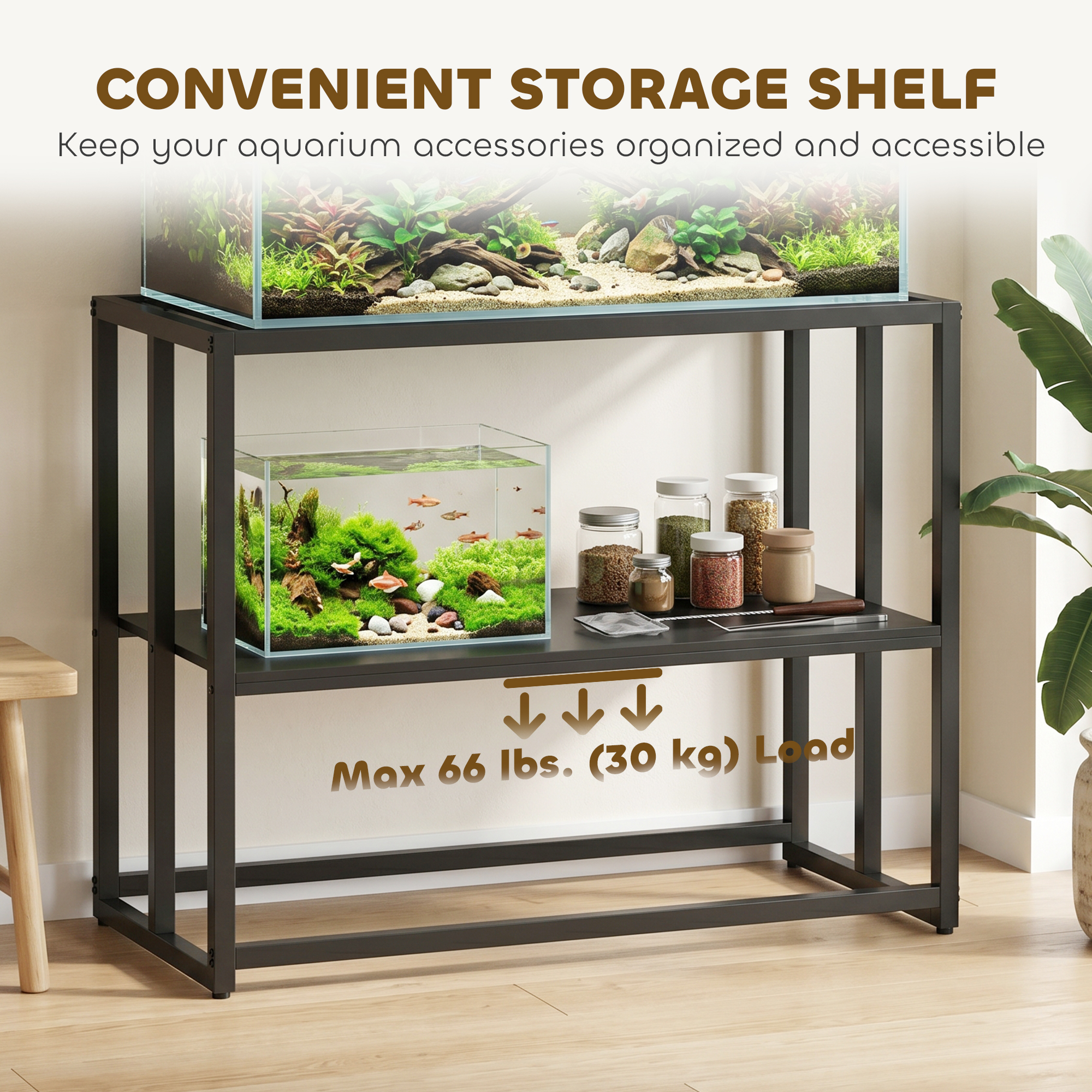 40 Gallon Fish Tank Stand, Heavy Duty Aquarium Stand with Storage Shelf, Adjustable Feet, 36.6" L x 18.5" W x 29.9" H