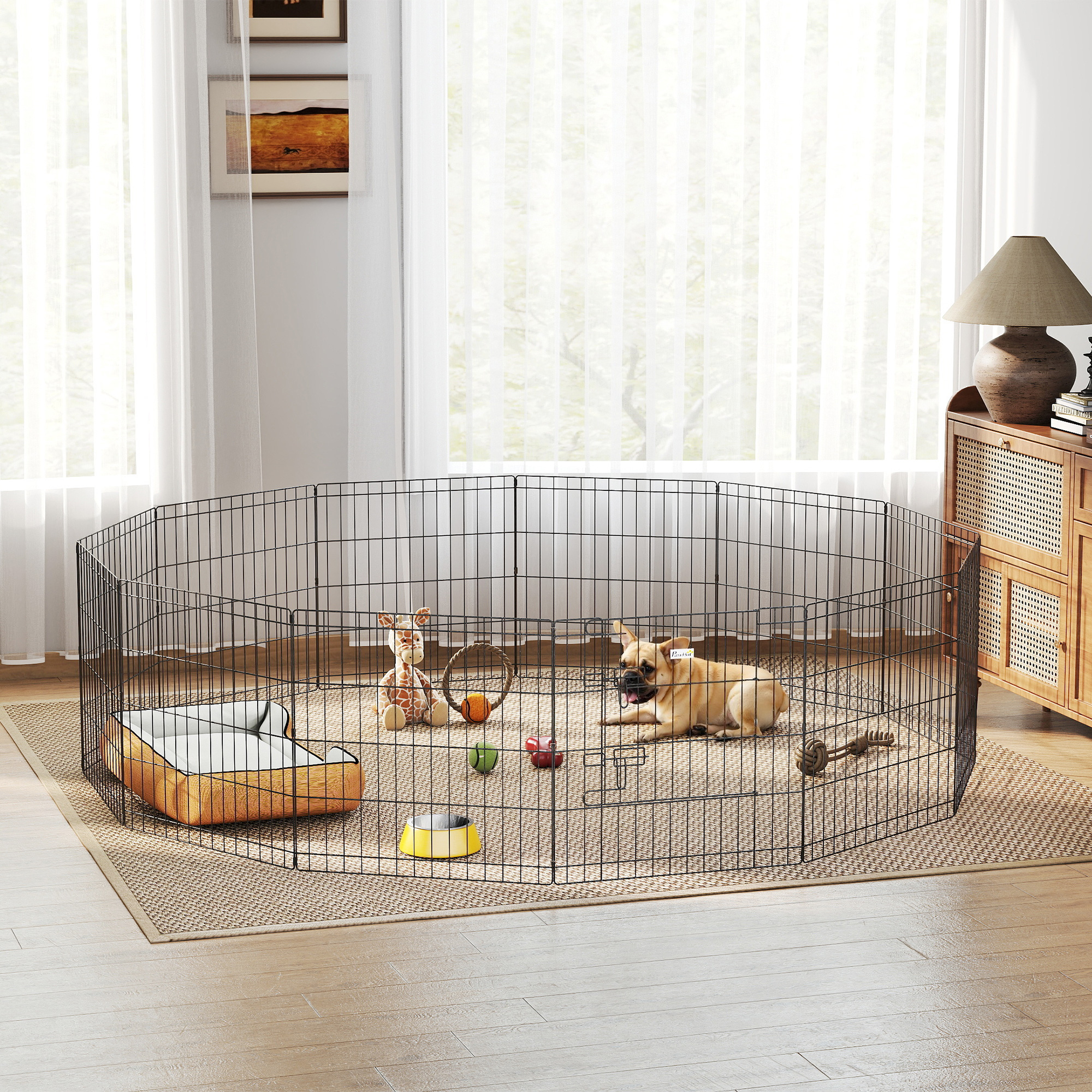 24inch Foldable Metal Exercise Pet Playpen Yard Dog Puppy Kennel Cage 12 Panels
