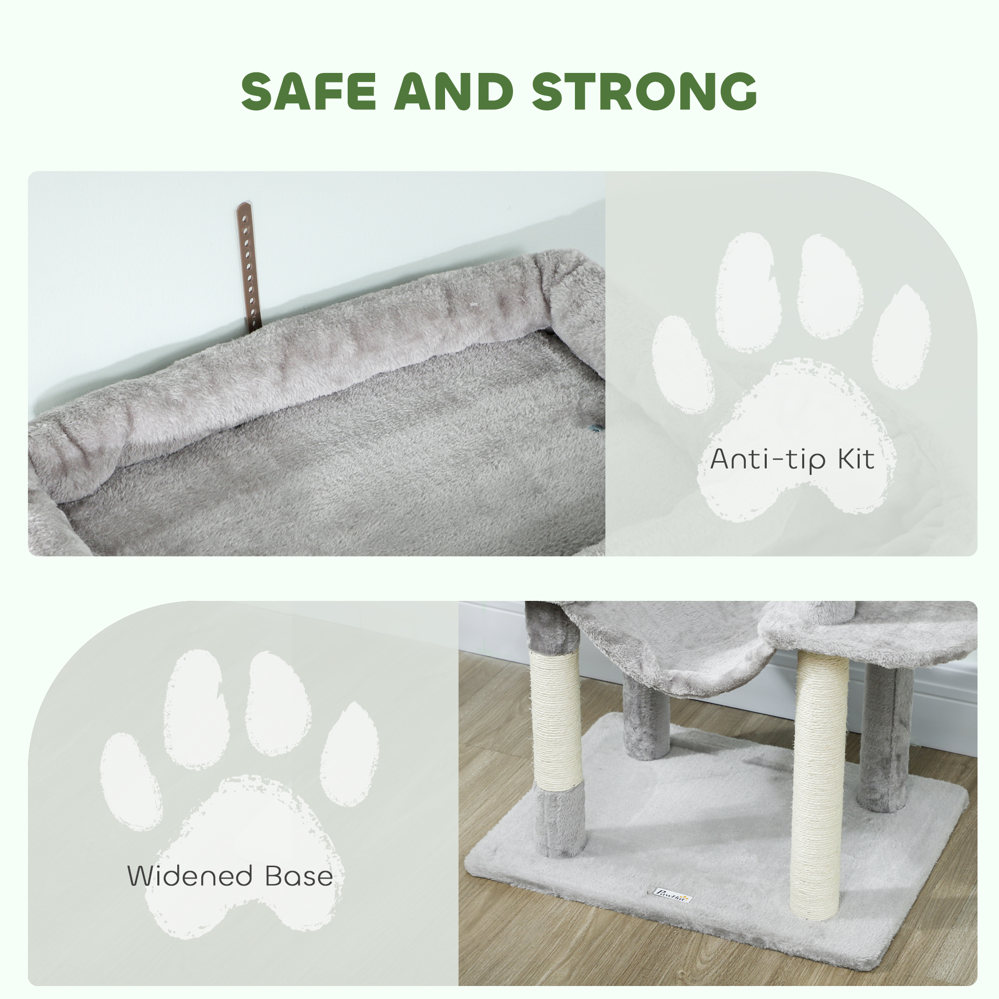 69" Cat Tree, Multi-Level Cat Tower with 2 Condos, Plush Perch and Sisal Scratching Posts, Light Grey