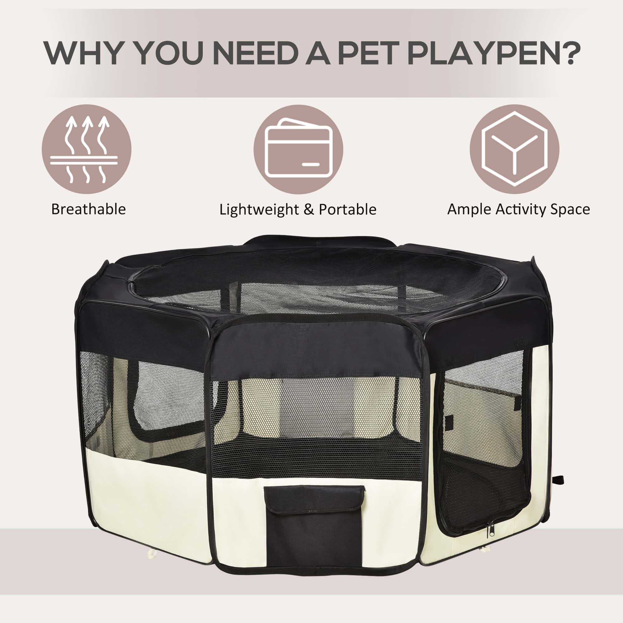 49.2-inch Soft Pet Playpen Folding Dog Pen Outdoor with Bag