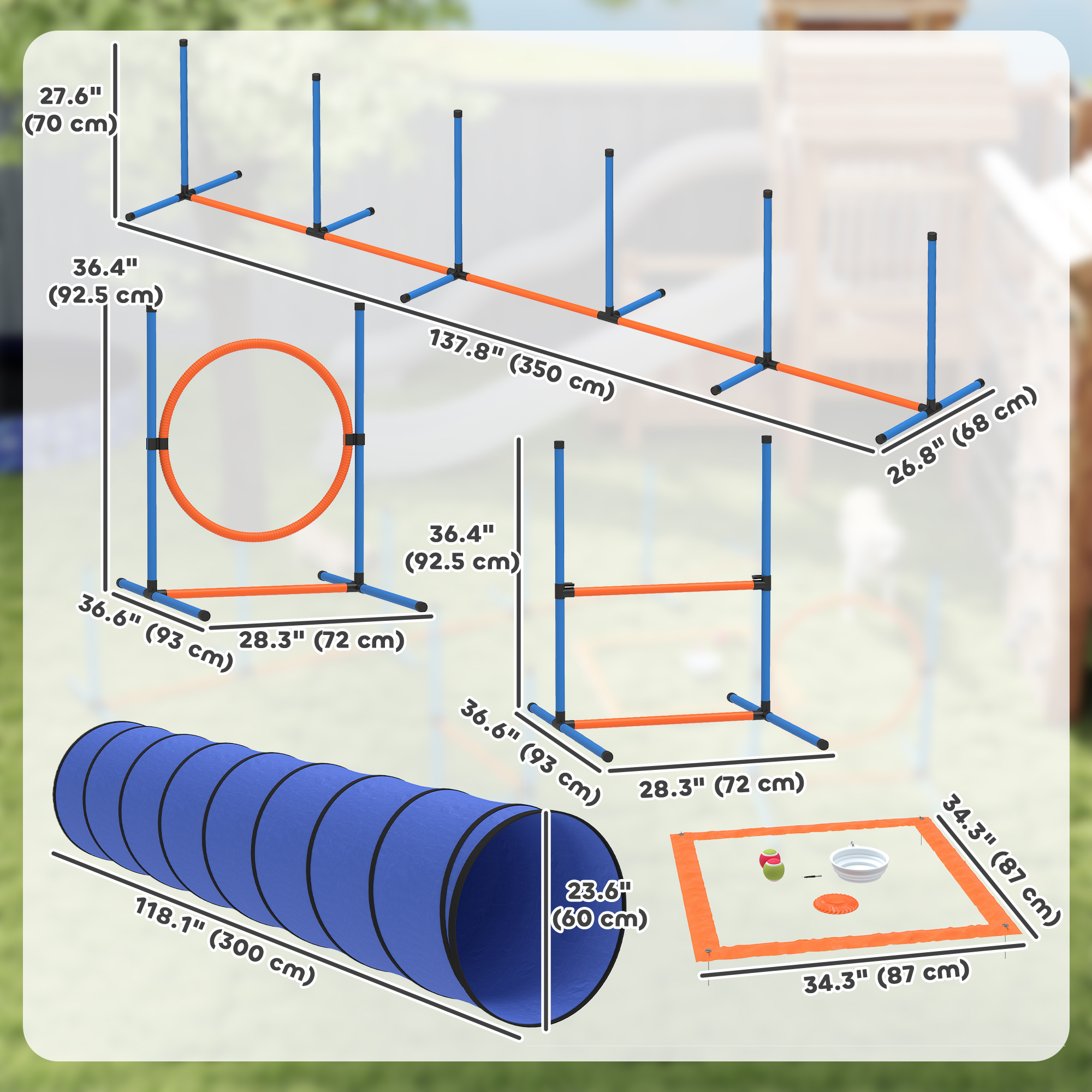 Dog Agility Training Equipment, 8PCS Dog Obstacle Course Starter Kit with Carrying Bag