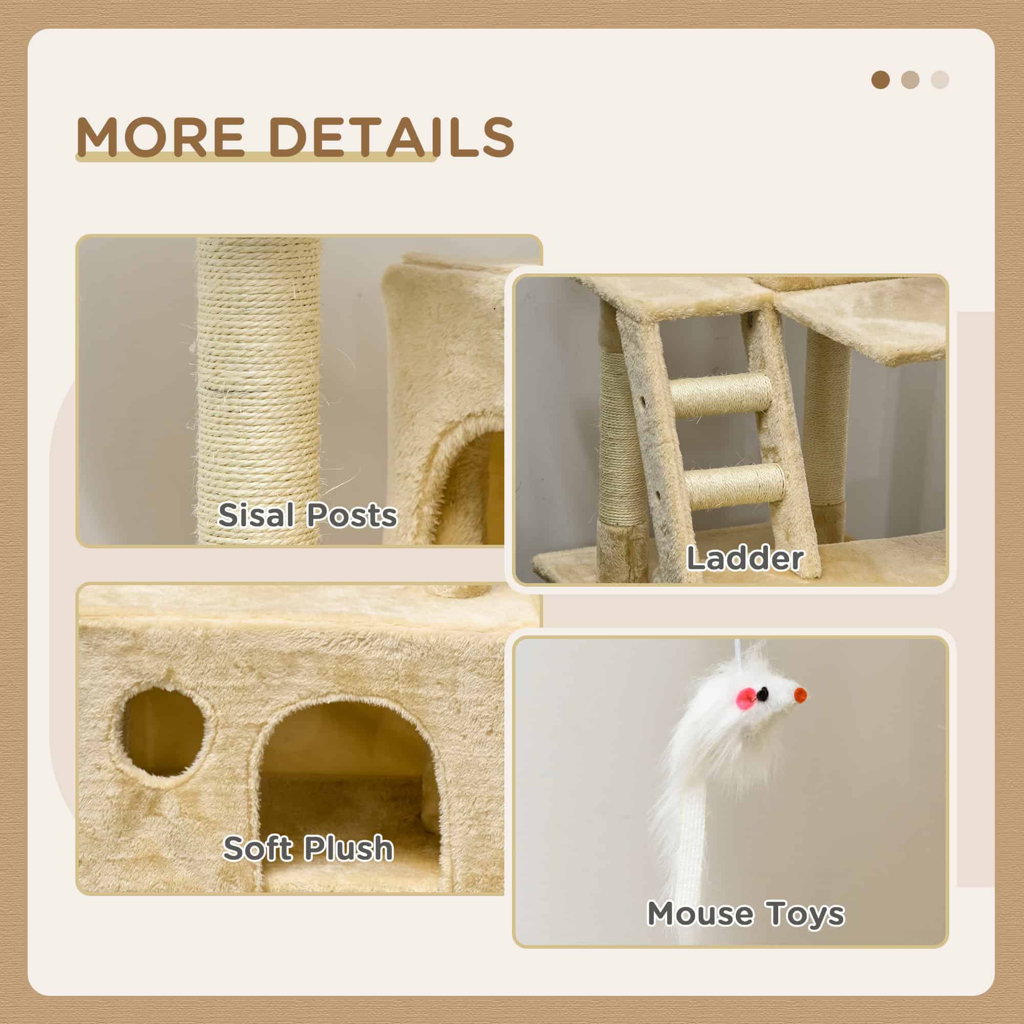 71-Inch Multi Level Scratching Cat Tree Kitty Condo Activity Center with Toys, Beige