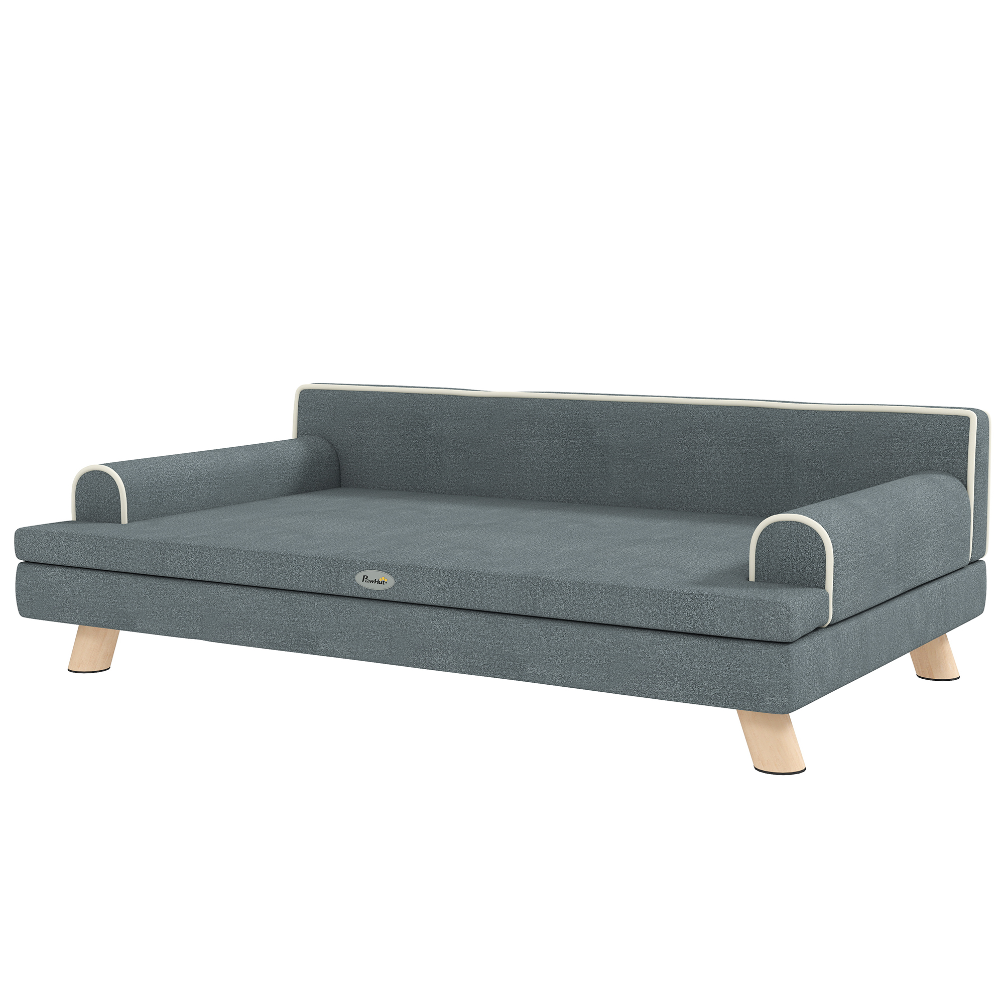 Elevated Dog Sofa Bed, Cat Couch with Cushion, Washable Cover, Wooden Legs, for Medium & Large Dogs, Dark Grey