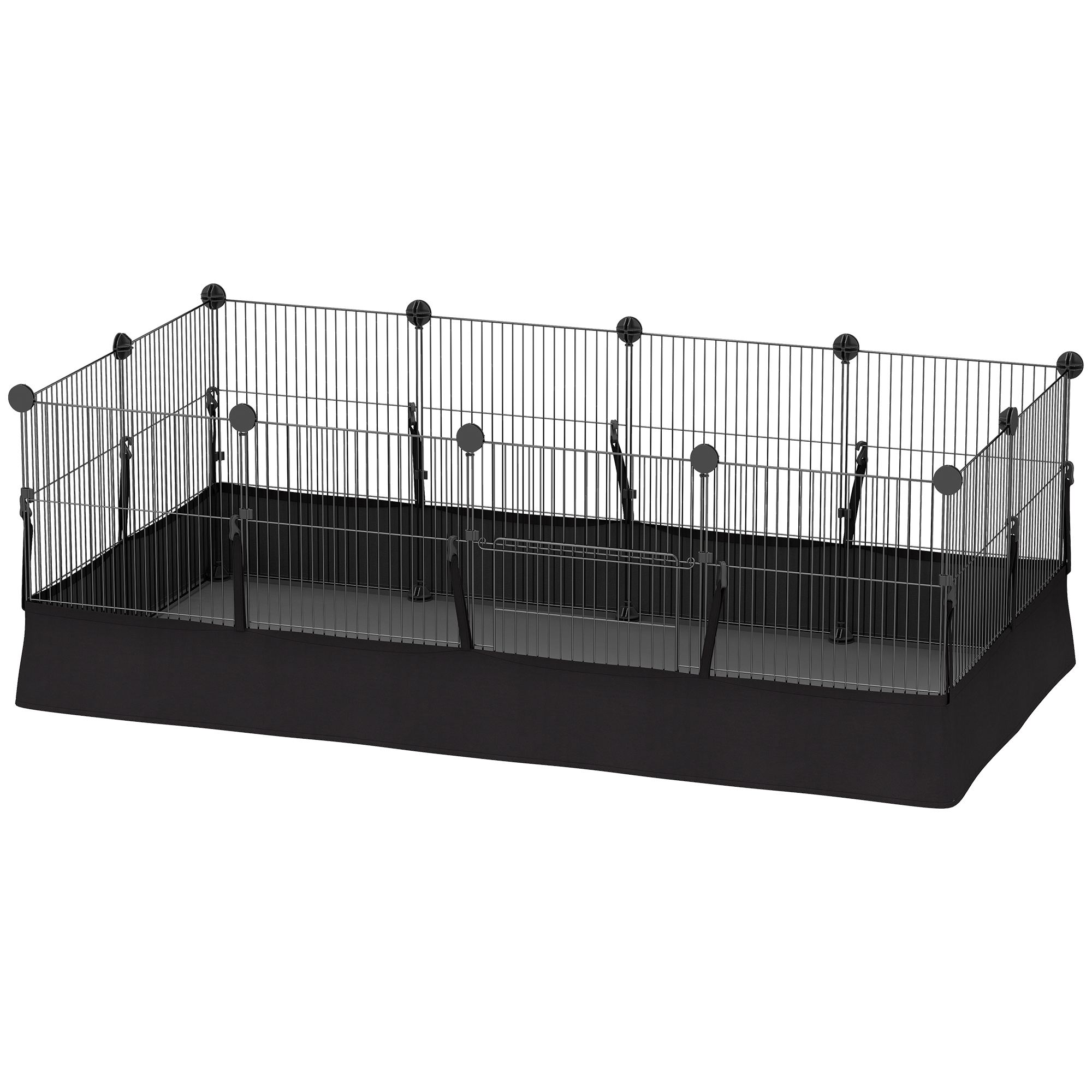 Small Animal Cage Waterproof Mat DIY Animal Playpen for Guinea Pigs Rabbits 12 Panels and Door Black