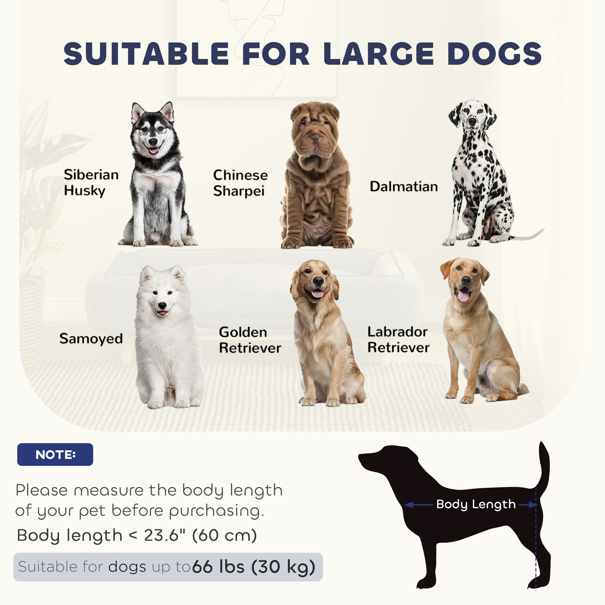 Washable Dog Sofa for Large Dogs, Elevated Pet Couch with Anti-slip Foot Pads, Dark Grey - Image 4