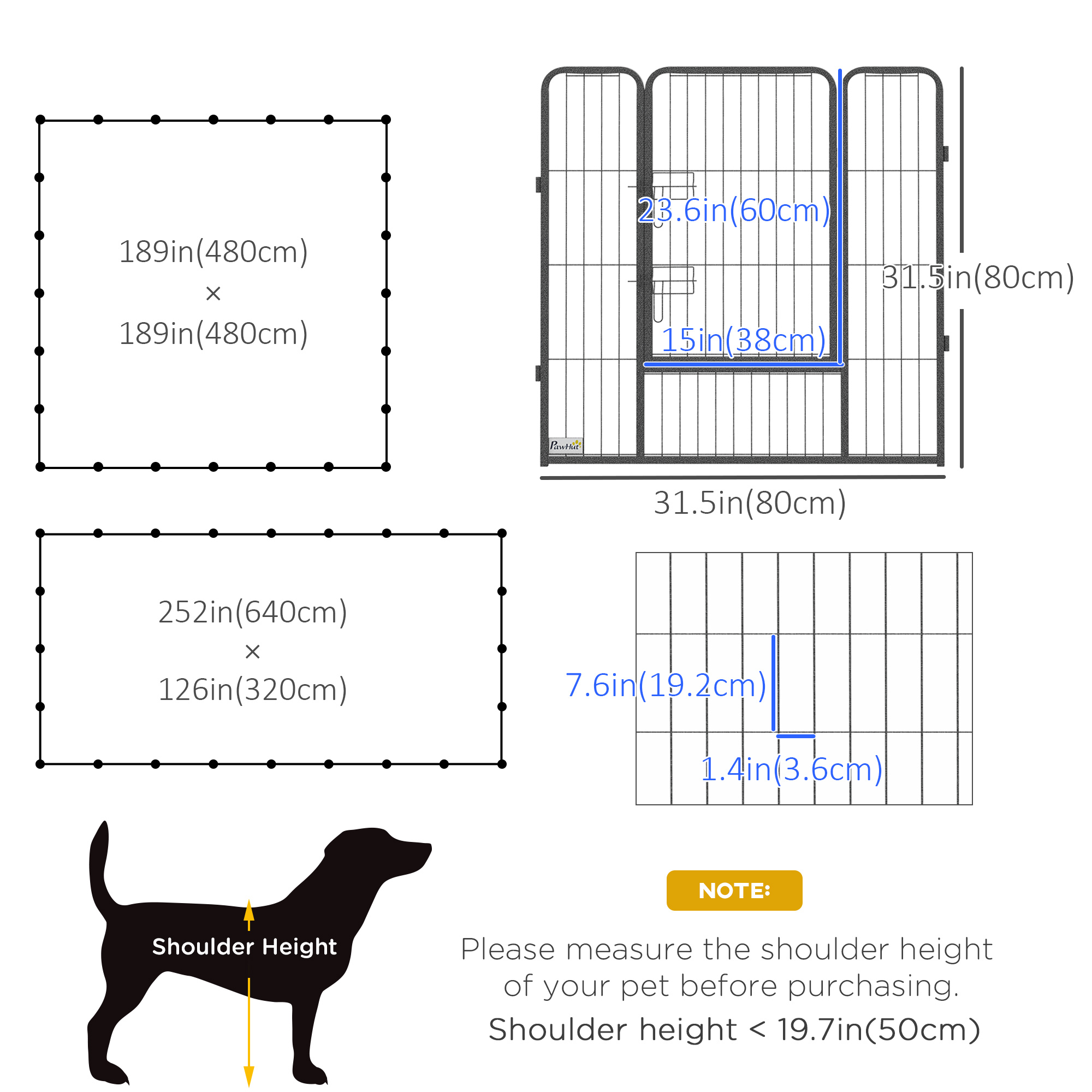 24 Panel 31.5" Height Heavy Duty Dog Playpen for Small Medium Dogs, Grey - Image 3