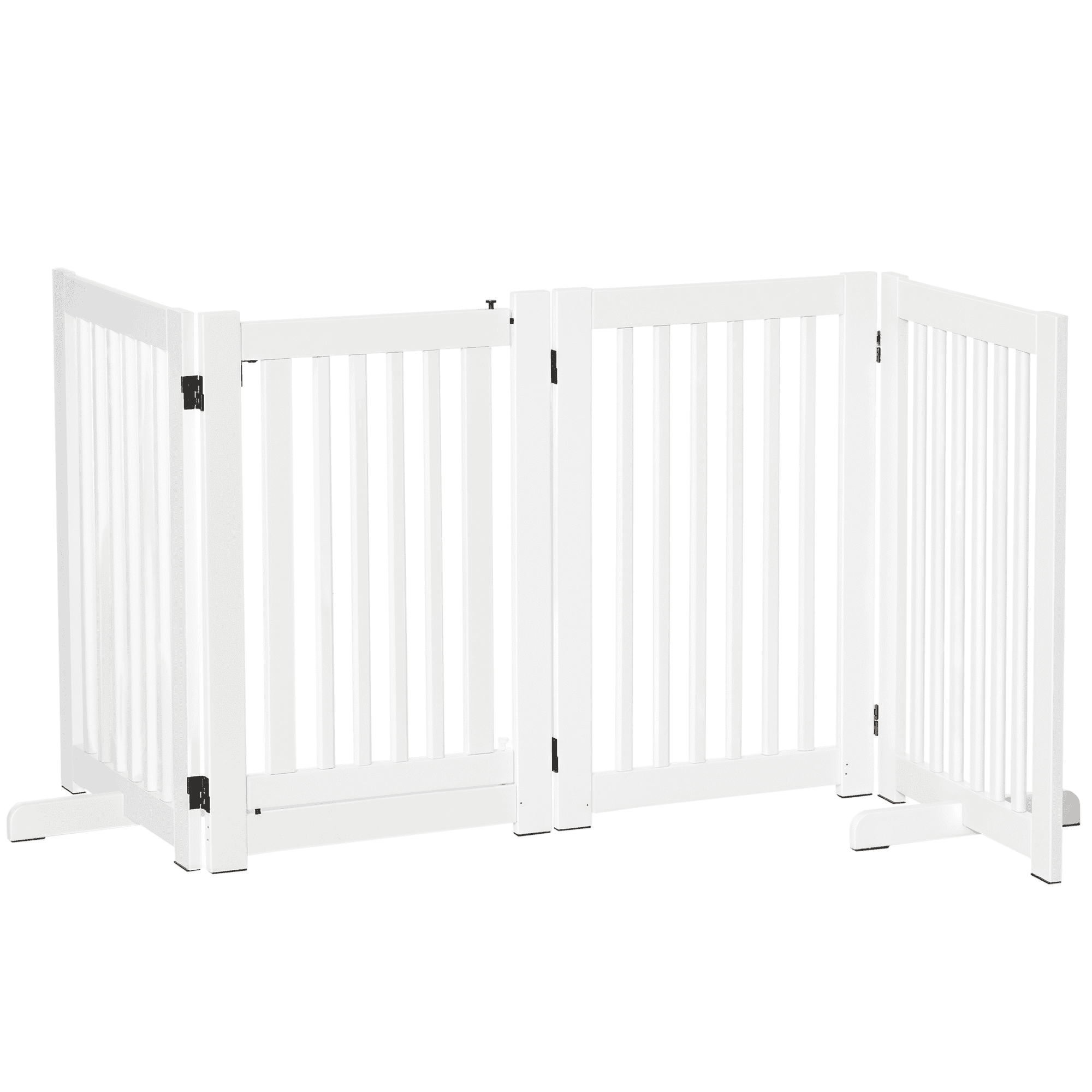 Free Standing Wooden Pet Gate Indoor Dog Barrier Foldable Step Over Doorway Fence Safety Gate with Open Door
