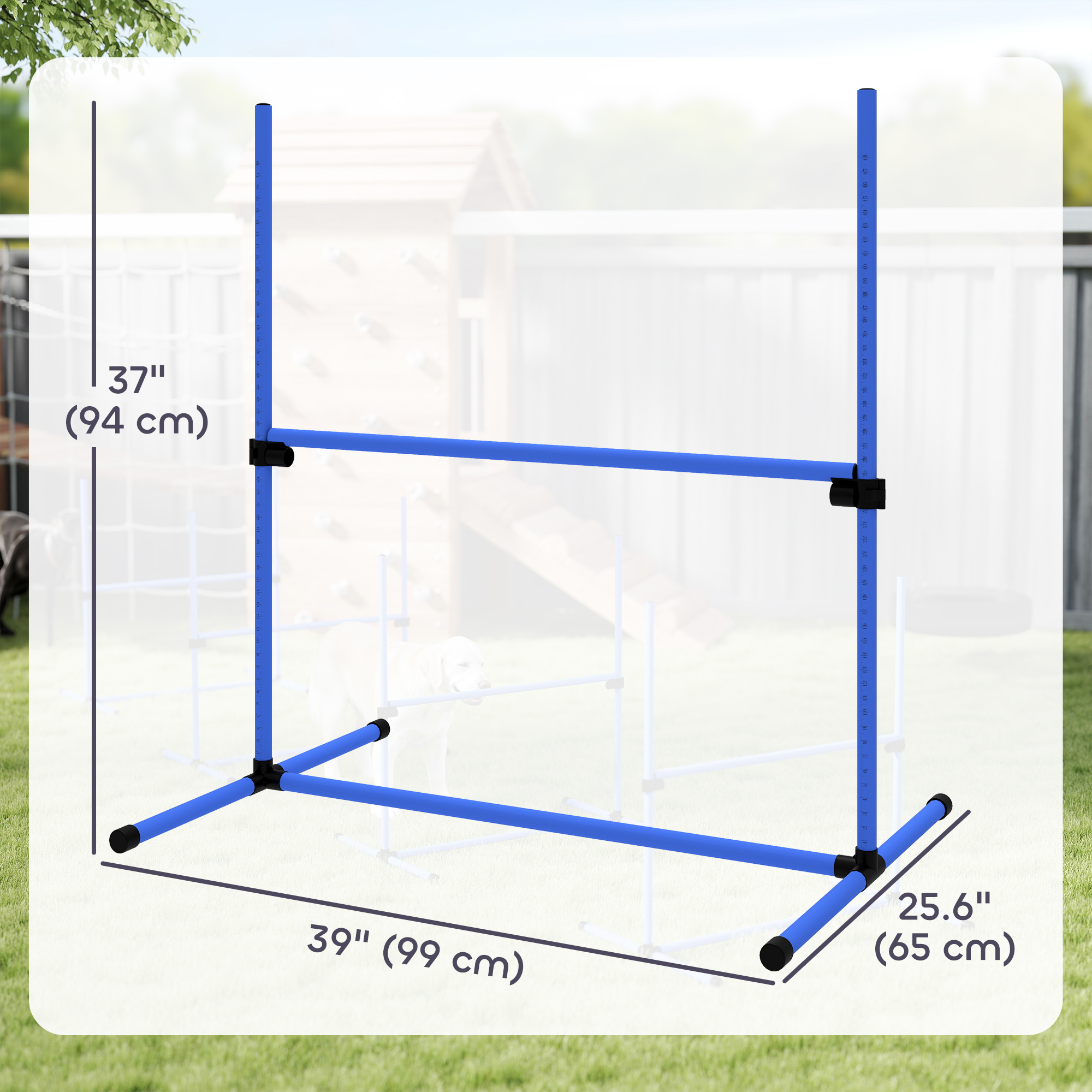 Set of 4 Dog Agility Training Equipment Adjustable Jump Bar Pet Exercise Kit with Carrying Bag (Blue)