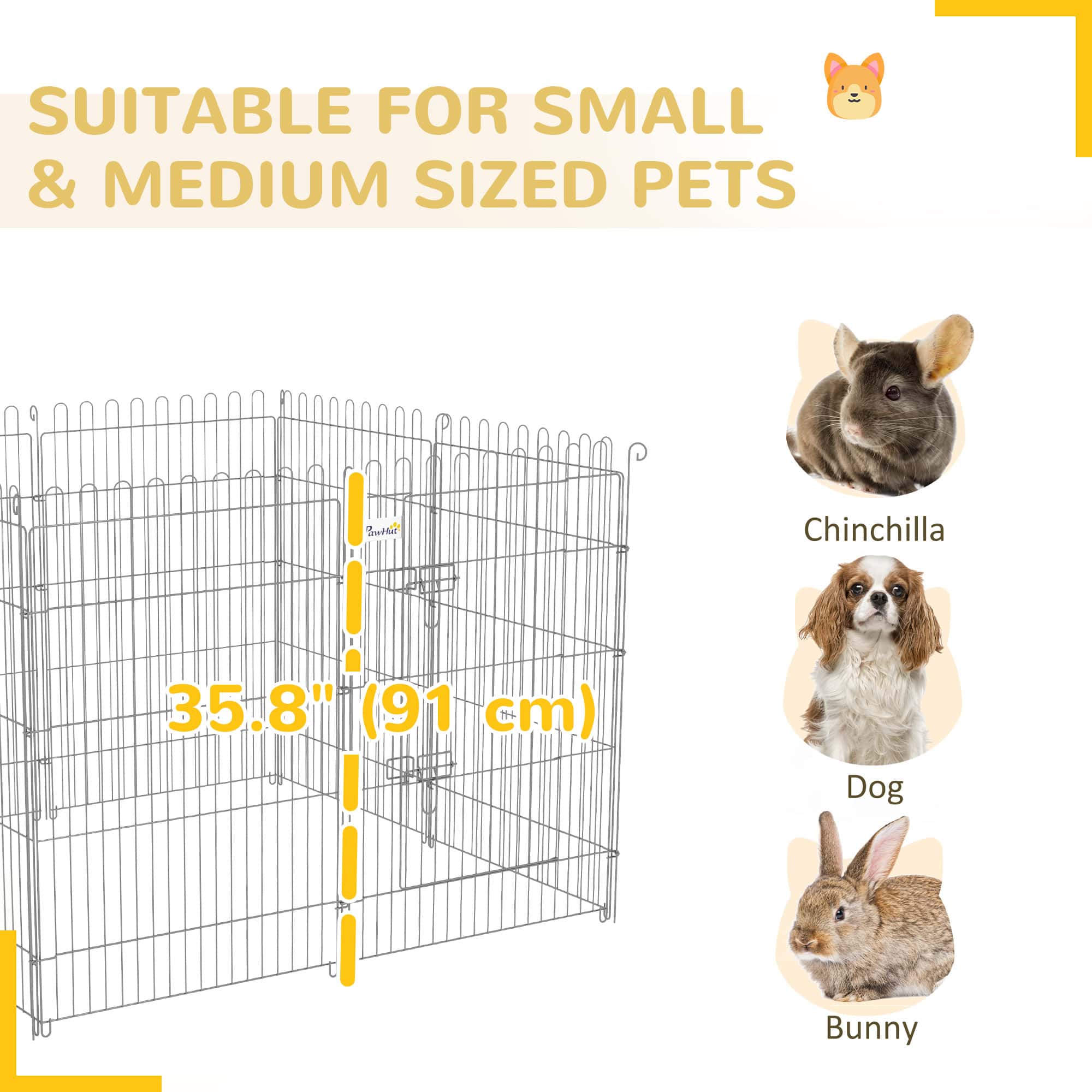 36inch 8-Panel Dog Playpen Octagon Pet Exercise Playpen Crate Foldable Dog Cage Pen Puppy Kennel, Black