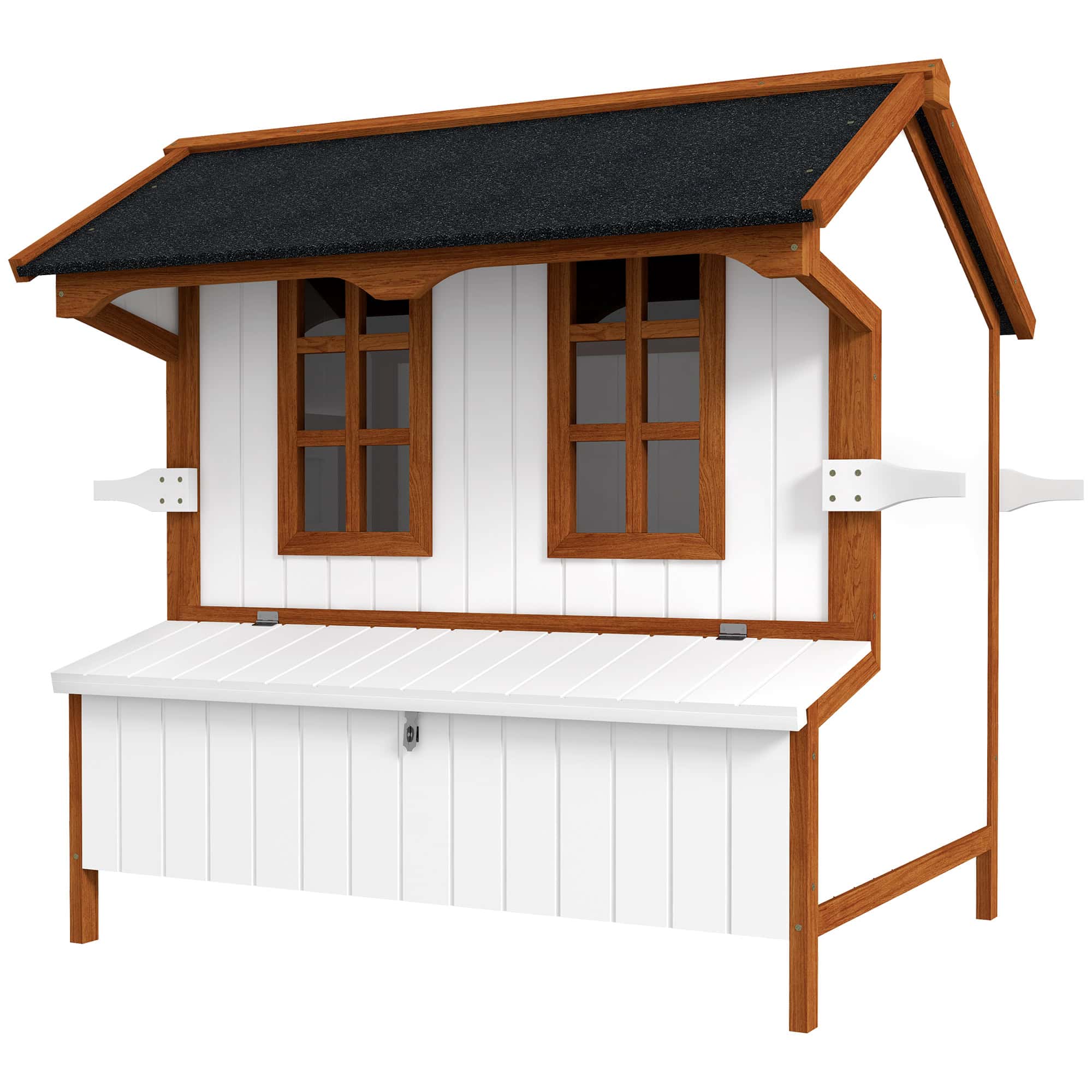 47" Wooden Chicken House with Nesting Box, Slide-out Tray, Ramp, Easy Movable Chicken Coop, White