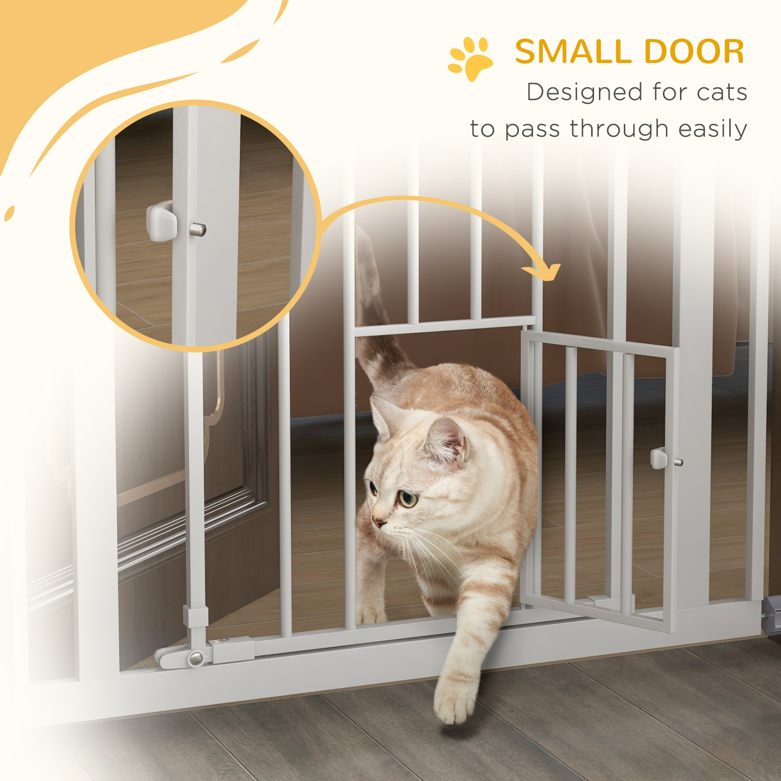 41" Easy Open Indoor Dog Gates for Doorways, House, Stair - White