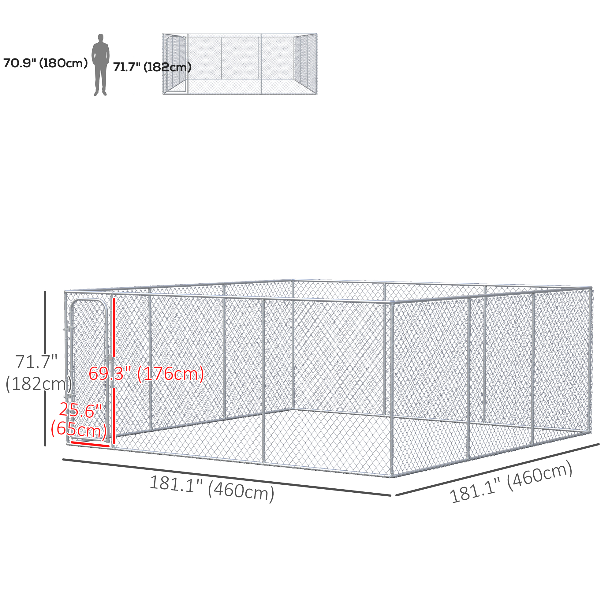 227.7 Sq. Ft. Dog Playpen Outdoor with Galvanized Steel Frame, for Small and Medium Dogs, 15.1' x 15.1' x 6'