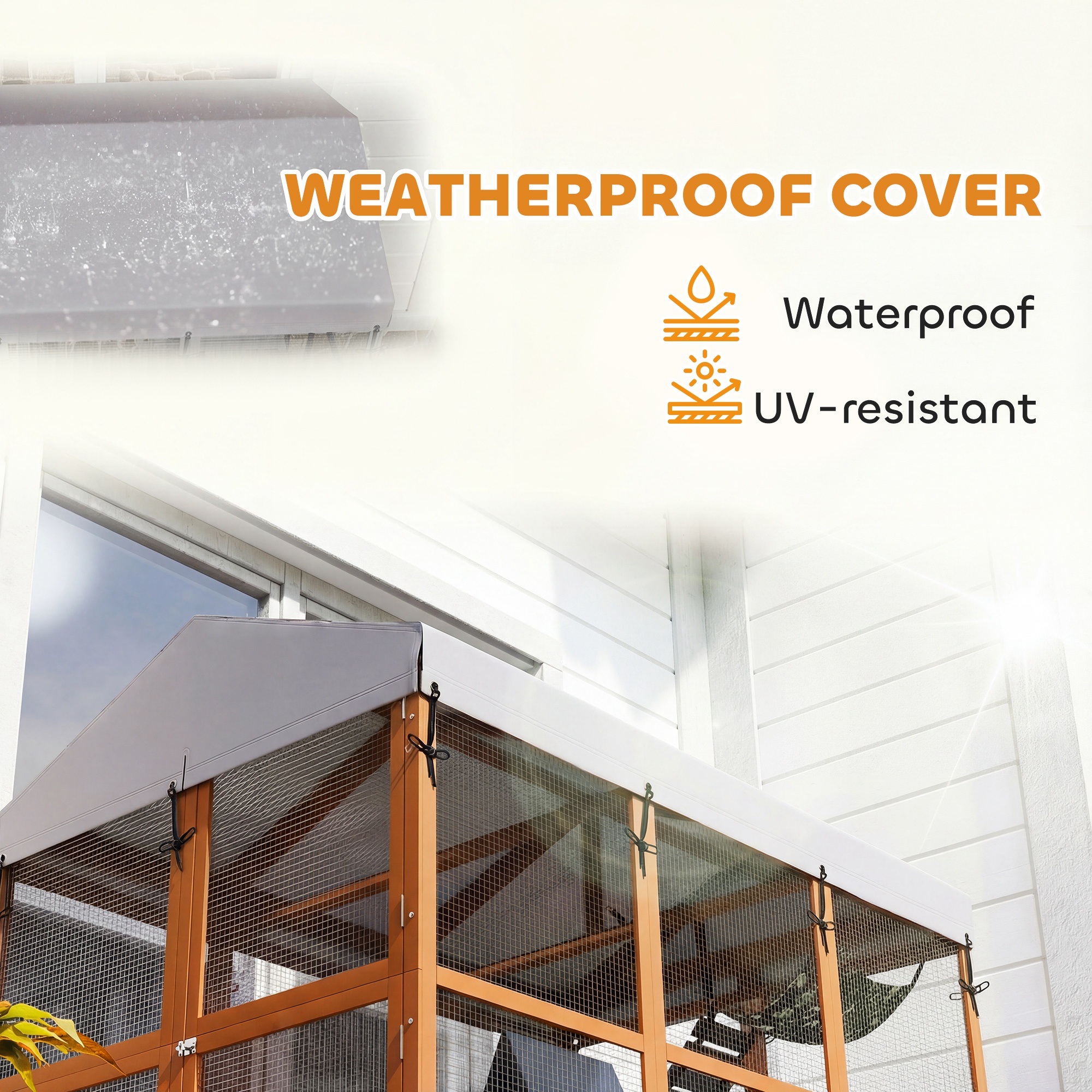 81"H Catio Outdoor with Floor to Prevent Escaping & Easy Cleaning, for 2-4 Cats Kittens, Orange