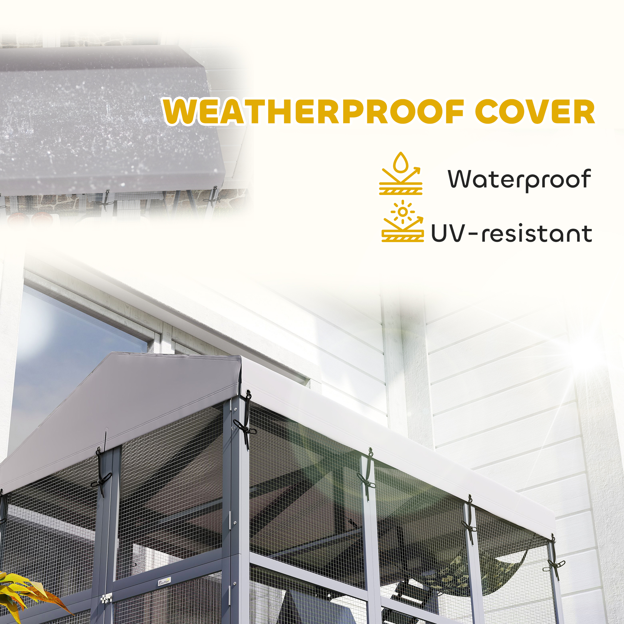 81"H Catio Outdoor with Floor to Prevent Escaping & Easy Cleaning, for 2-4 Cats Kittens, Grey