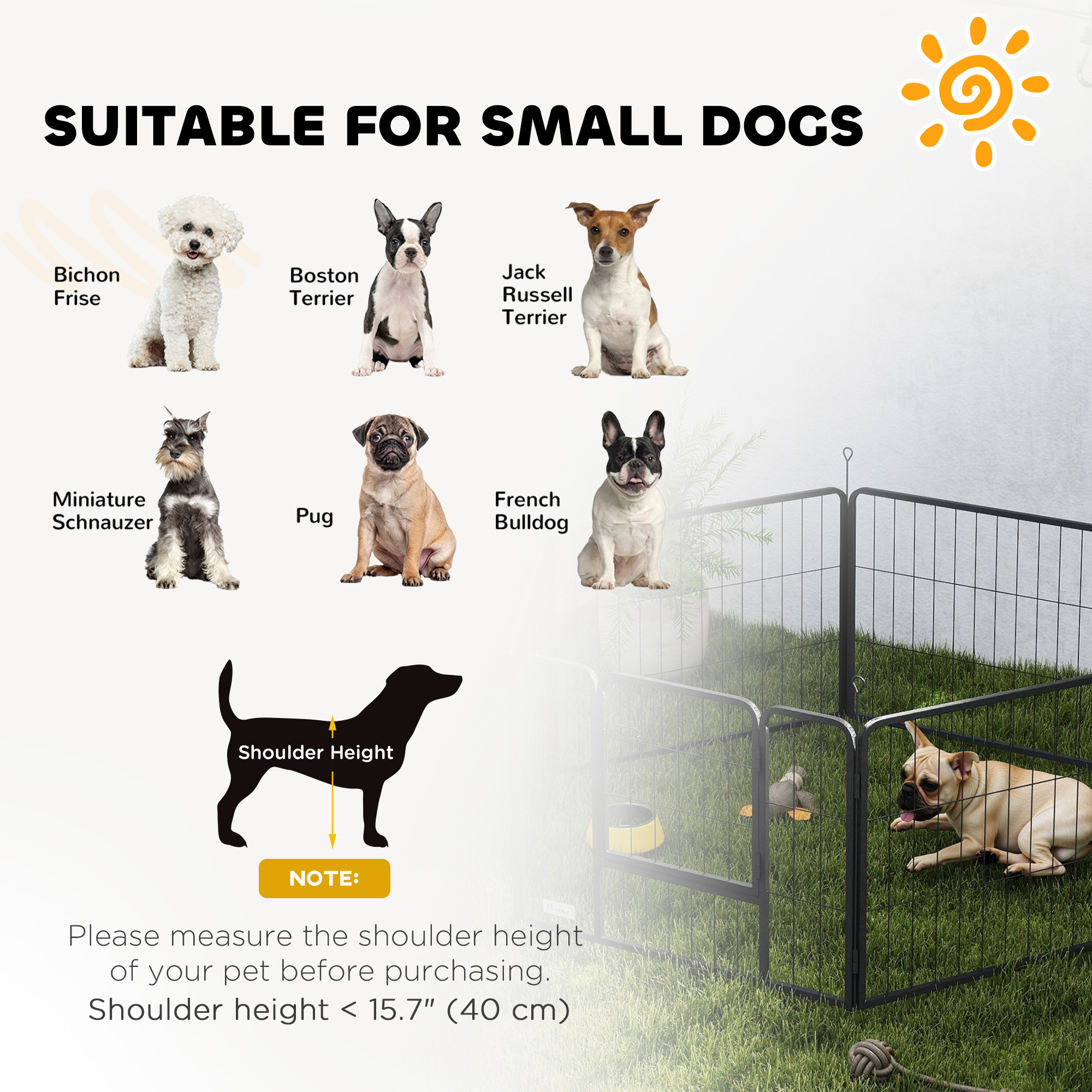 Heavy Duty Dog Playpen with Door for Small Dogs, 6 Panels, 23.5"H
