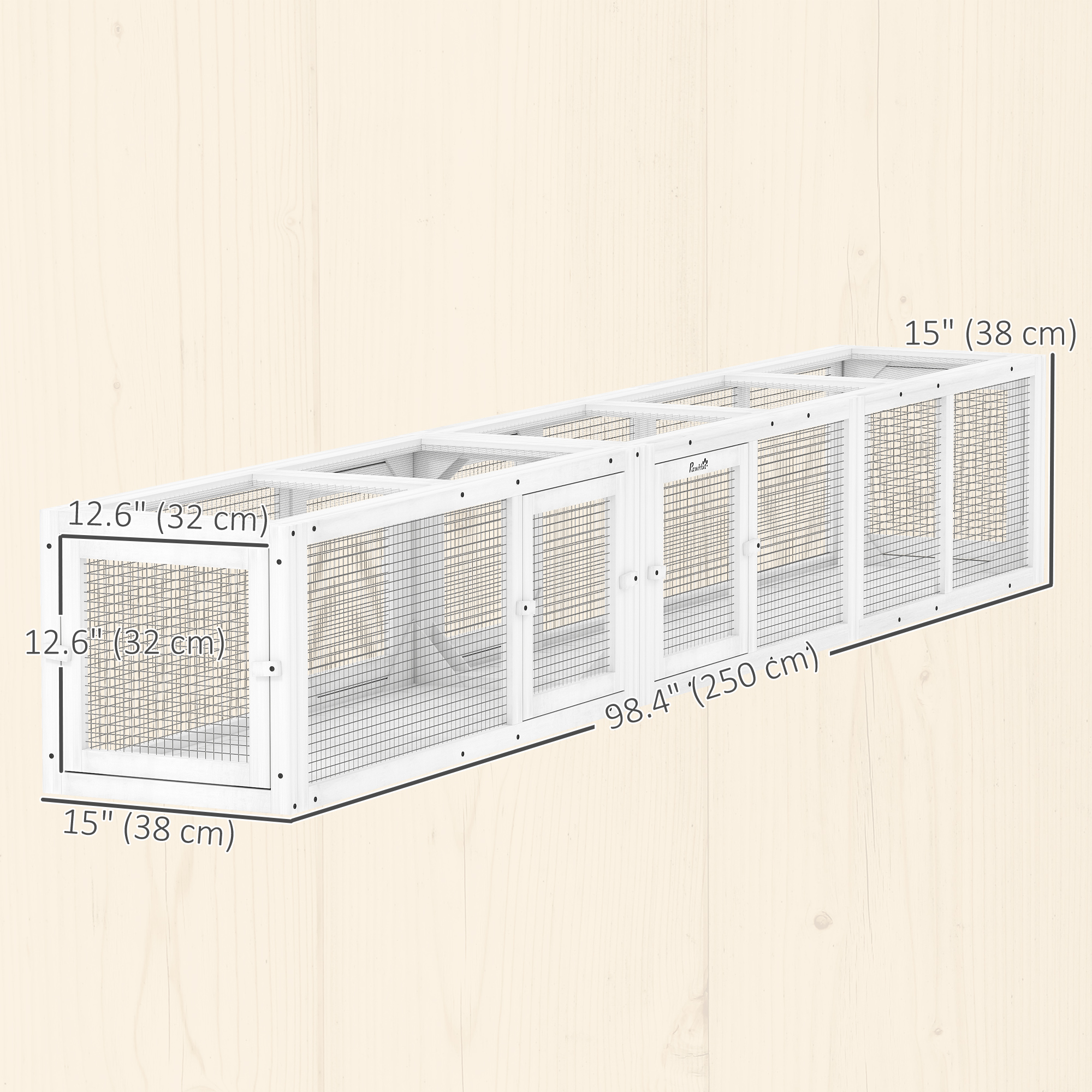 Cat Tunnel, Outdoor Cat Enclosure with Combinable Design, 8 Doors, 98" Kitty Toys for House, Window, Cage, White