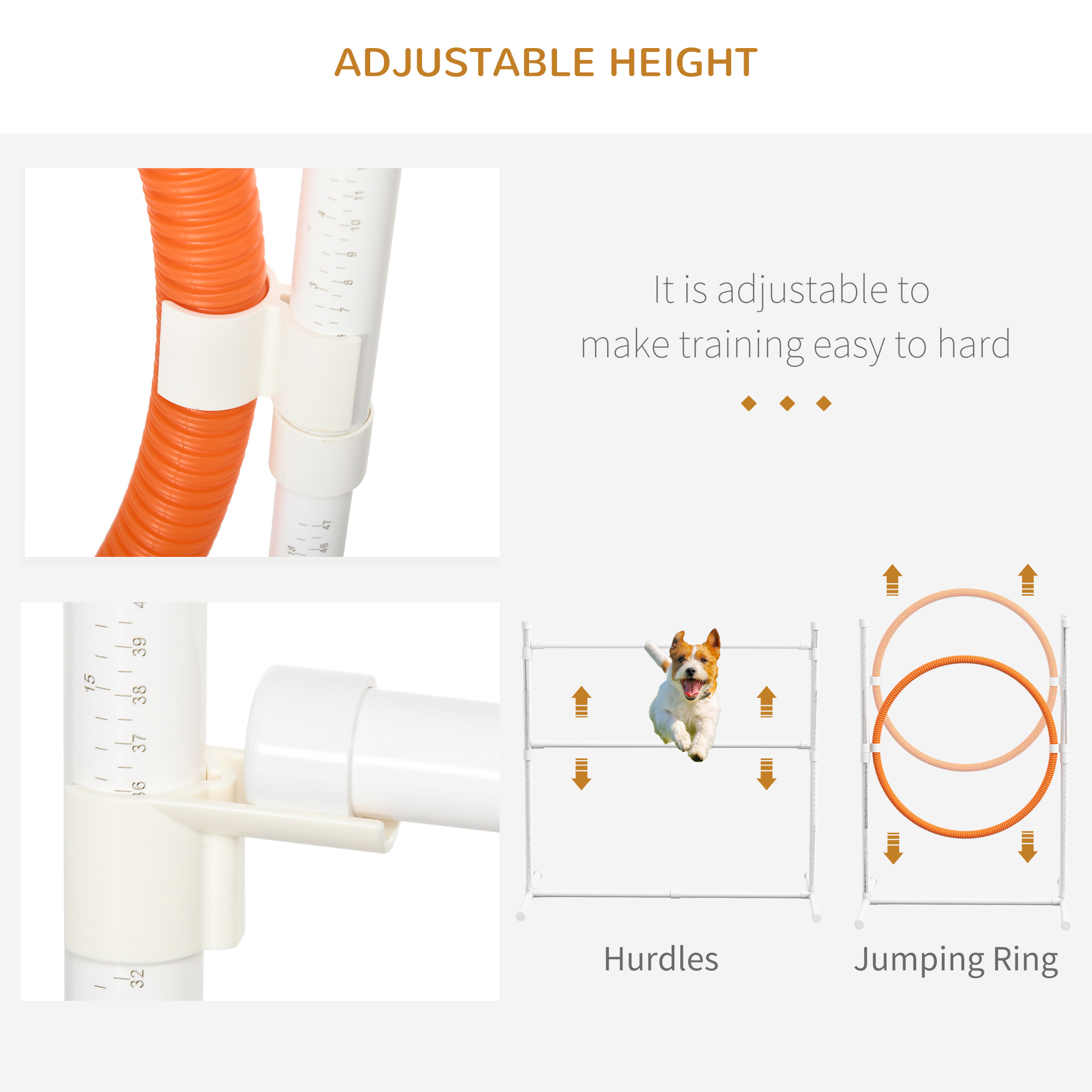 7 Pcs Dog Agility Kit w/ Tunnels, Weave Poles, Adjustable Hurdles, Jump Ring, Pause Box, Whistle, Carry Bag, Blue - Image 4