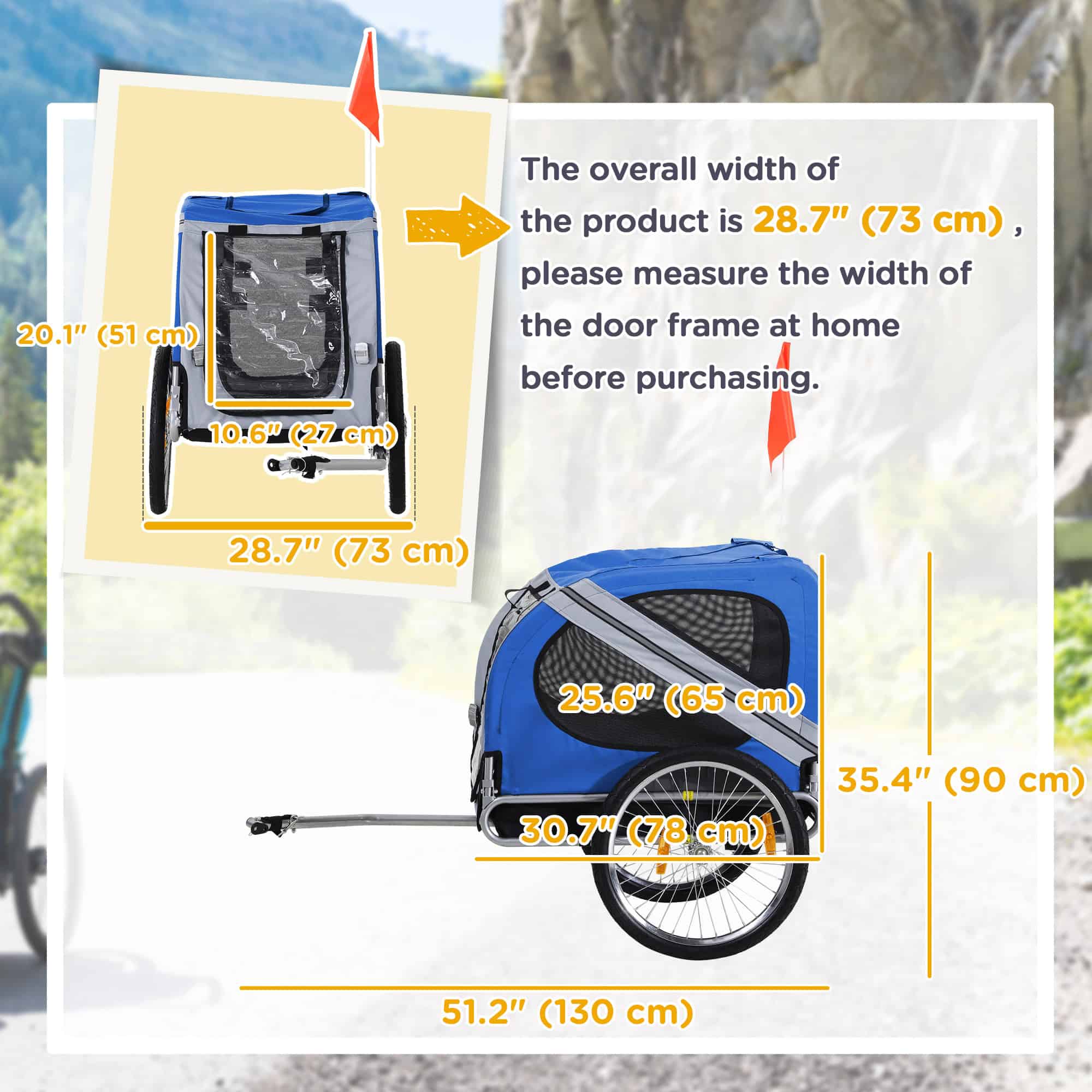 Dog Bike Trailer Pet Cart Bicycle Wagon Cargo Carrier Attachment for Travel with 3 Entrances Large Wheels, White