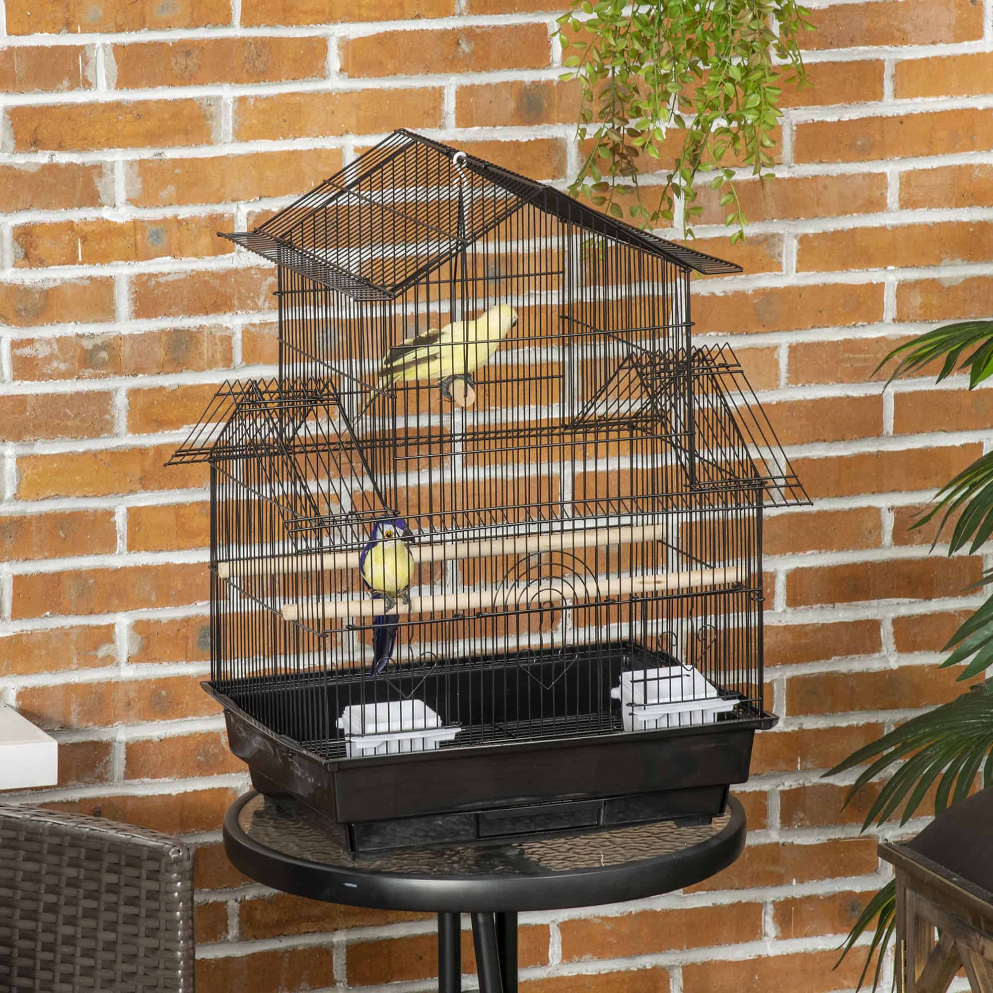 25" Bird Cage with Perch, Swing, Food Container, Slide-out Tray, Handle, Parrot Cage for Finches, Canaries, Budgies - Image 8